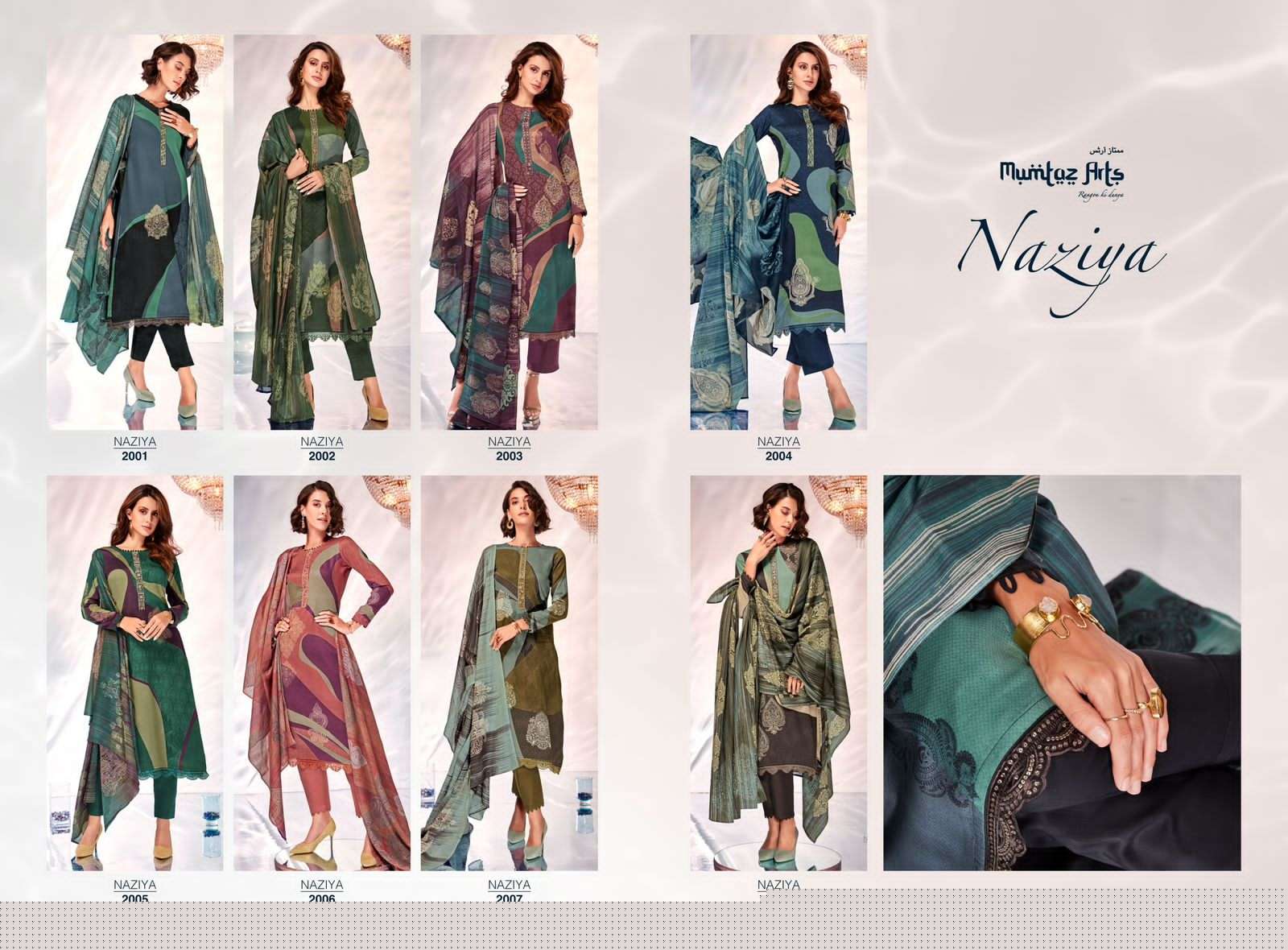 Naziya By Mumtaz Arts 2001 To 2008 Series Beautiful Winter Suits Colorful Stylish Fancy Casual Wear & Ethnic Wear Pure Jam Satin Print With Embroidered Dresses At Wholesale Price