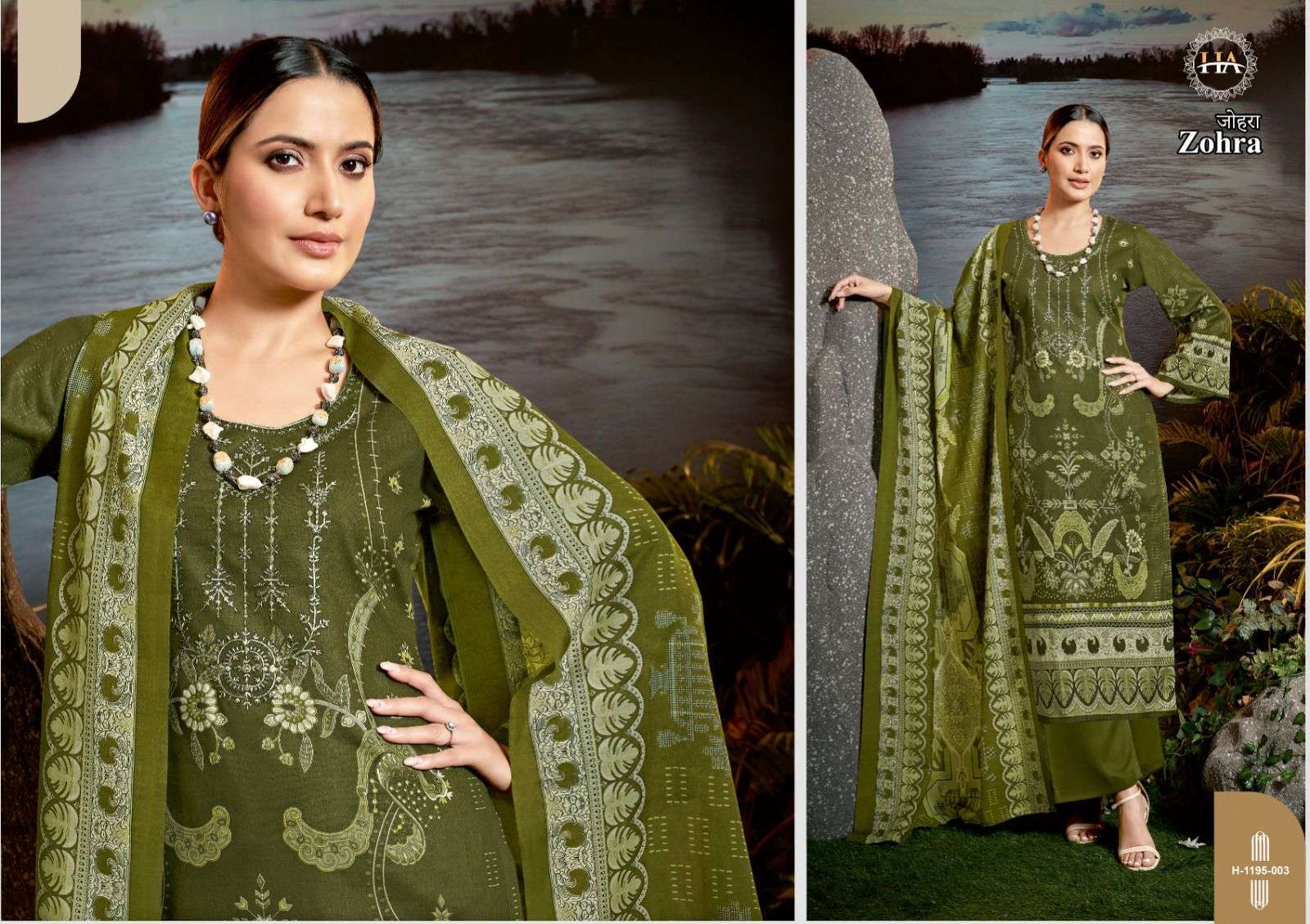 Zohra By Harshit Fashion Hub 1195-001 To 1195-008 Series Beautiful Suits Colorful Stylish Fancy Casual Wear Pure Cambric Cotton Print With Work Dresses At Wholesale Price