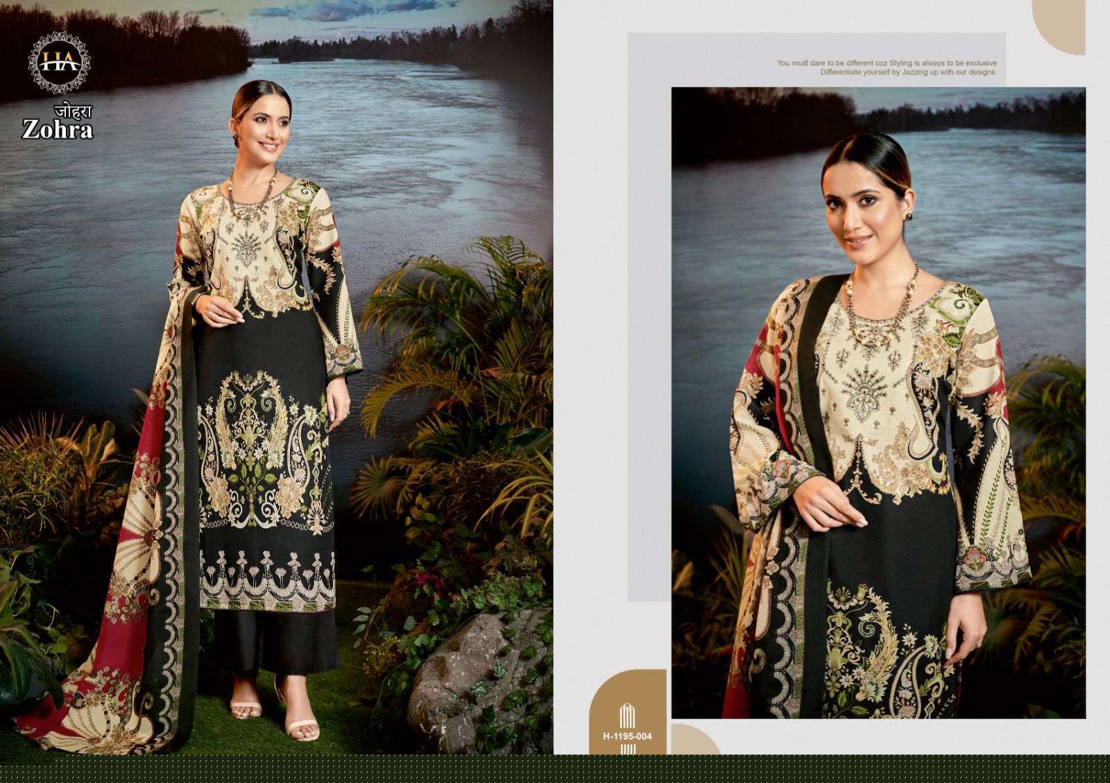 Zohra By Harshit Fashion Hub 1195-001 To 1195-008 Series Beautiful Suits Colorful Stylish Fancy Casual Wear Pure Cambric Cotton Print With Work Dresses At Wholesale Price