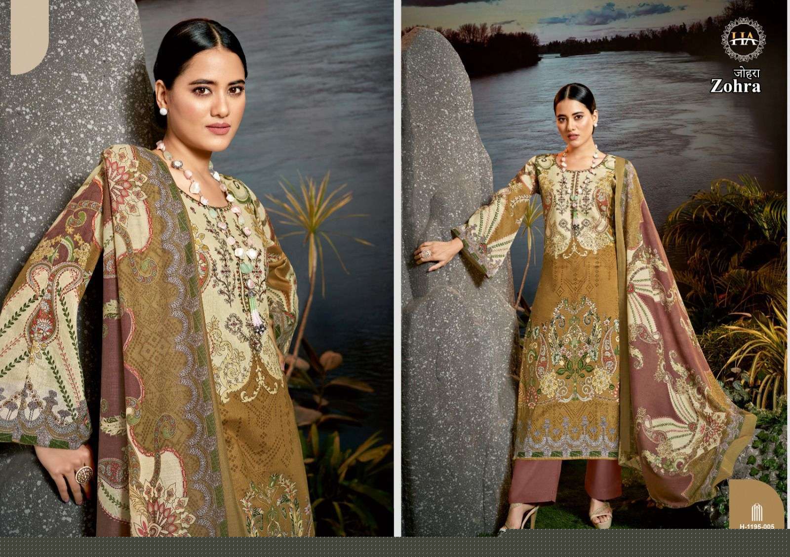 Zohra By Harshit Fashion Hub 1195-001 To 1195-008 Series Beautiful Suits Colorful Stylish Fancy Casual Wear Pure Cambric Cotton Print With Work Dresses At Wholesale Price