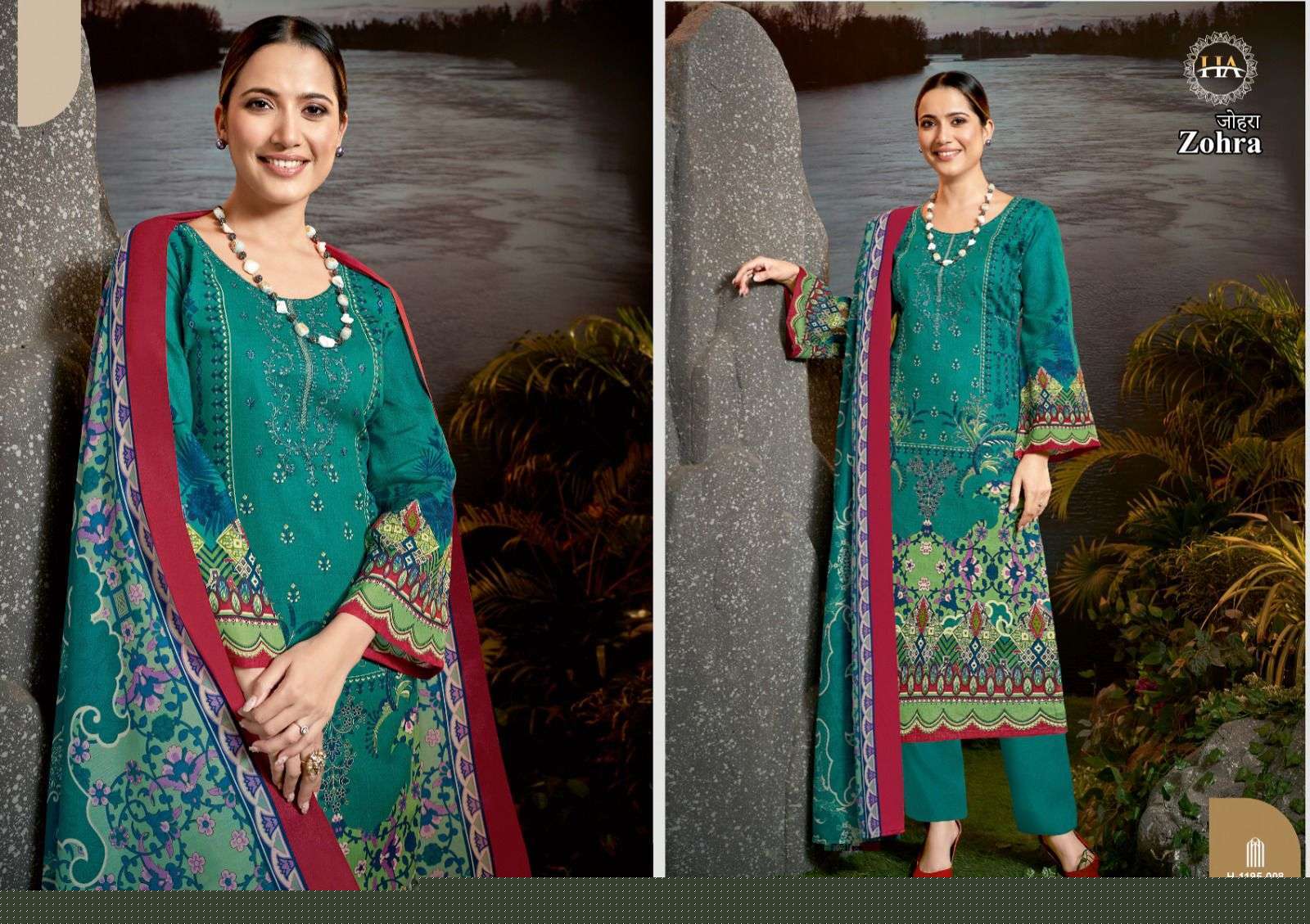 Zohra By Harshit Fashion Hub 1195-001 To 1195-008 Series Beautiful Suits Colorful Stylish Fancy Casual Wear Pure Cambric Cotton Print With Work Dresses At Wholesale Price