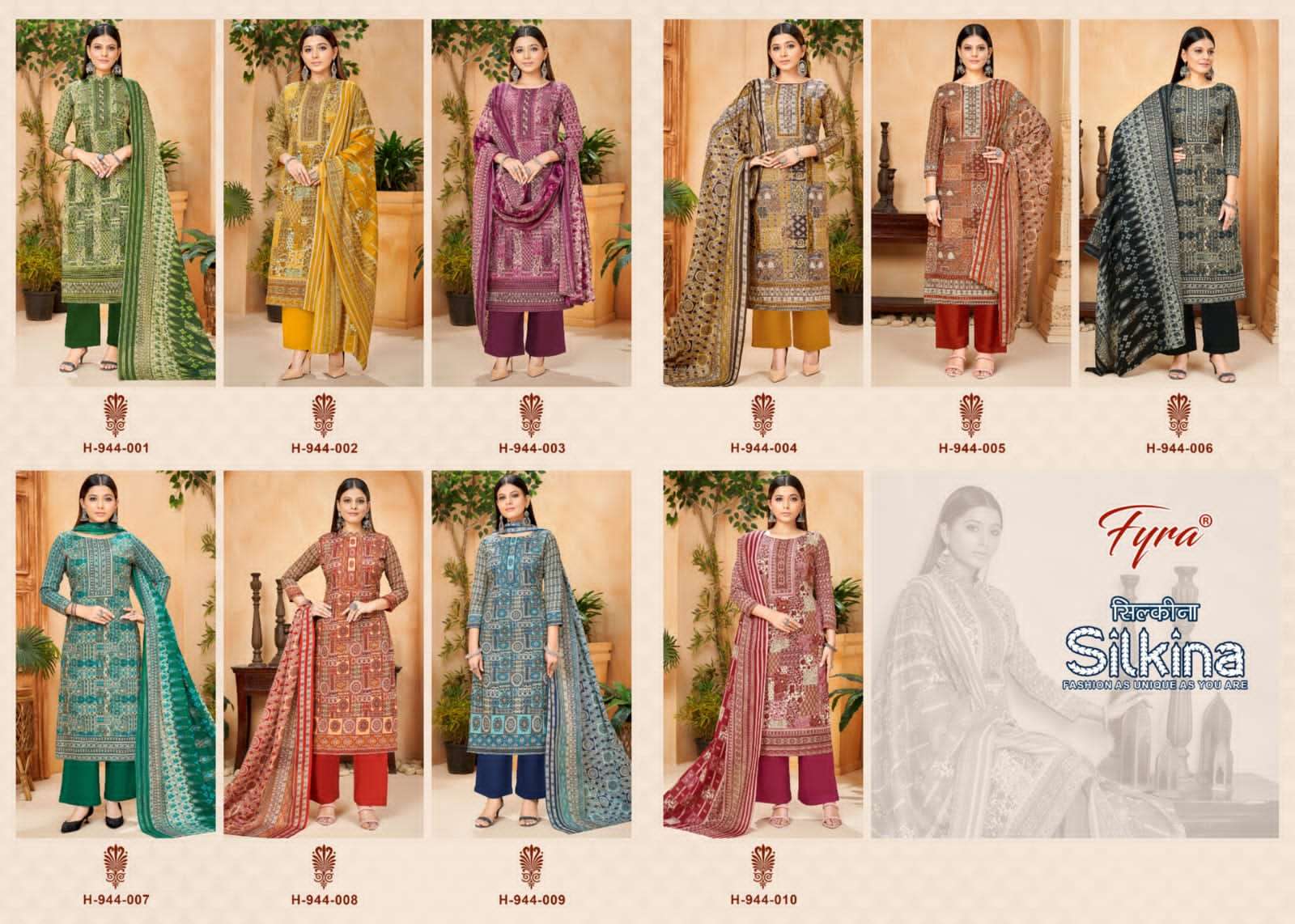 Silkina By Fyra 944-001 To 944-010 Series Beautiful Suits Colorful Stylish Fancy Casual Wear Pure Cotton Print With Work Dresses At Wholesale Price