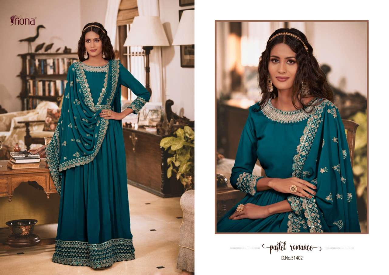 Pakiza By Fiona 51401 To 51404 Series Beautiful Stylish Fancy Colorful Casual Wear & Ethnic Wear Georgette Gowns With Dupatta At Wholesale Price