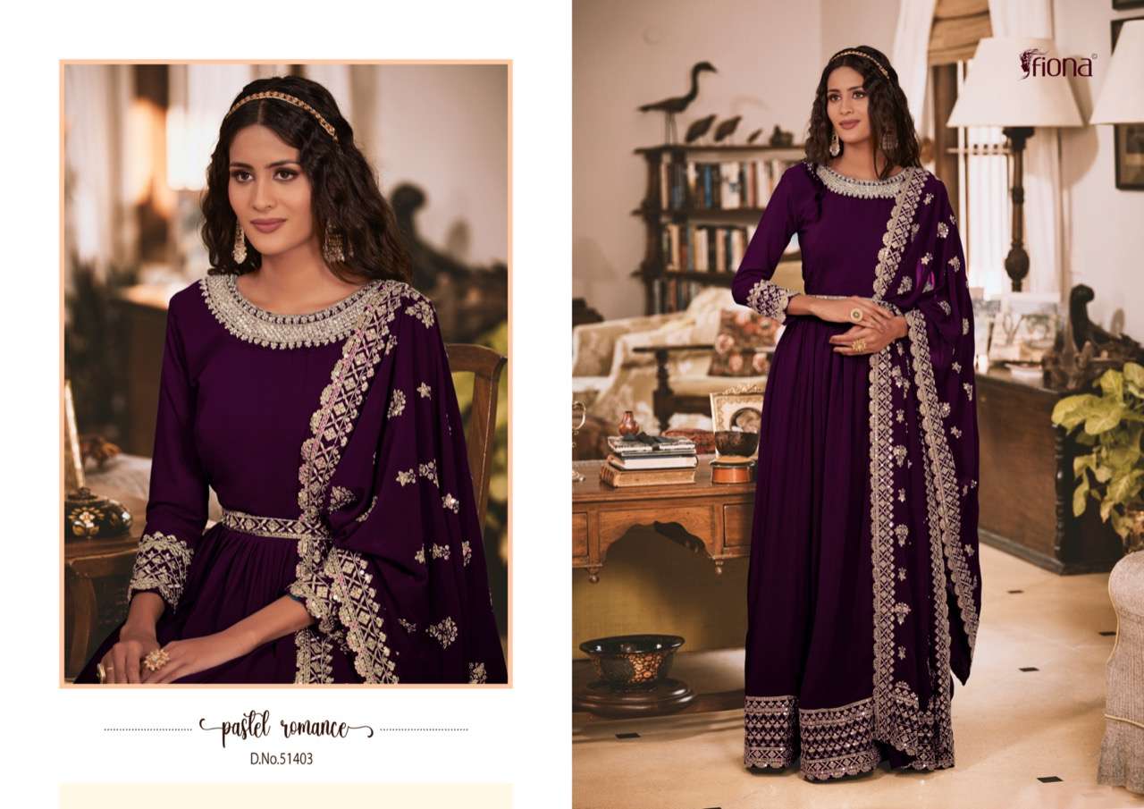 Pakiza By Fiona 51401 To 51404 Series Beautiful Stylish Fancy Colorful Casual Wear & Ethnic Wear Georgette Gowns With Dupatta At Wholesale Price