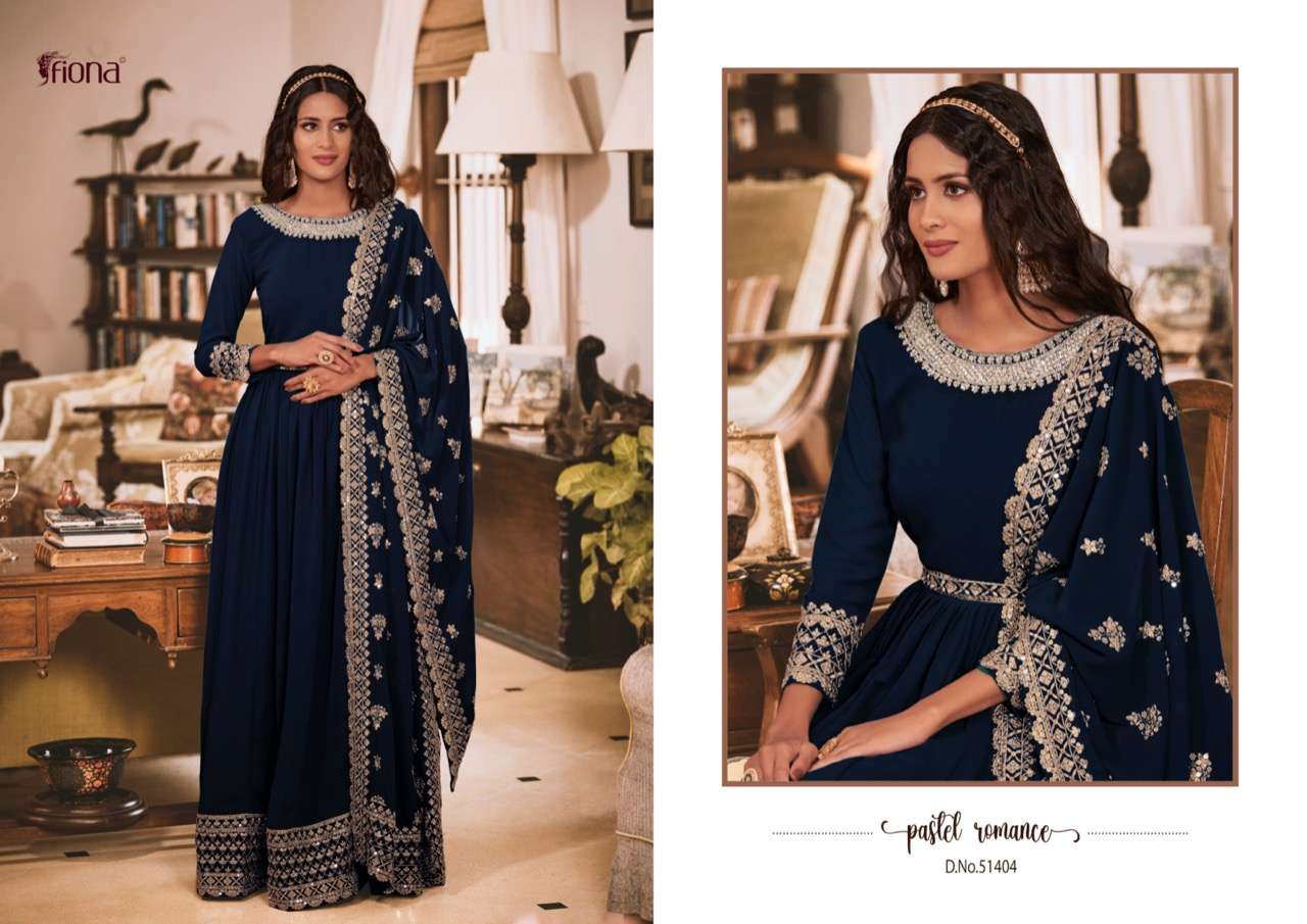 Pakiza By Fiona 51401 To 51404 Series Beautiful Stylish Fancy Colorful Casual Wear & Ethnic Wear Georgette Gowns With Dupatta At Wholesale Price