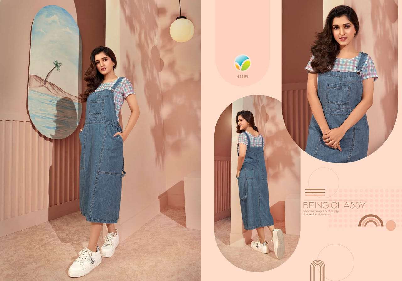 Tumbaa Denim Vol-3 By Vinay Fashion 41101 To 41109 Series Beautiful Stylish Fancy Colorful Casual Wear & Ethnic Wear Denim Kurtis At Wholesale Price