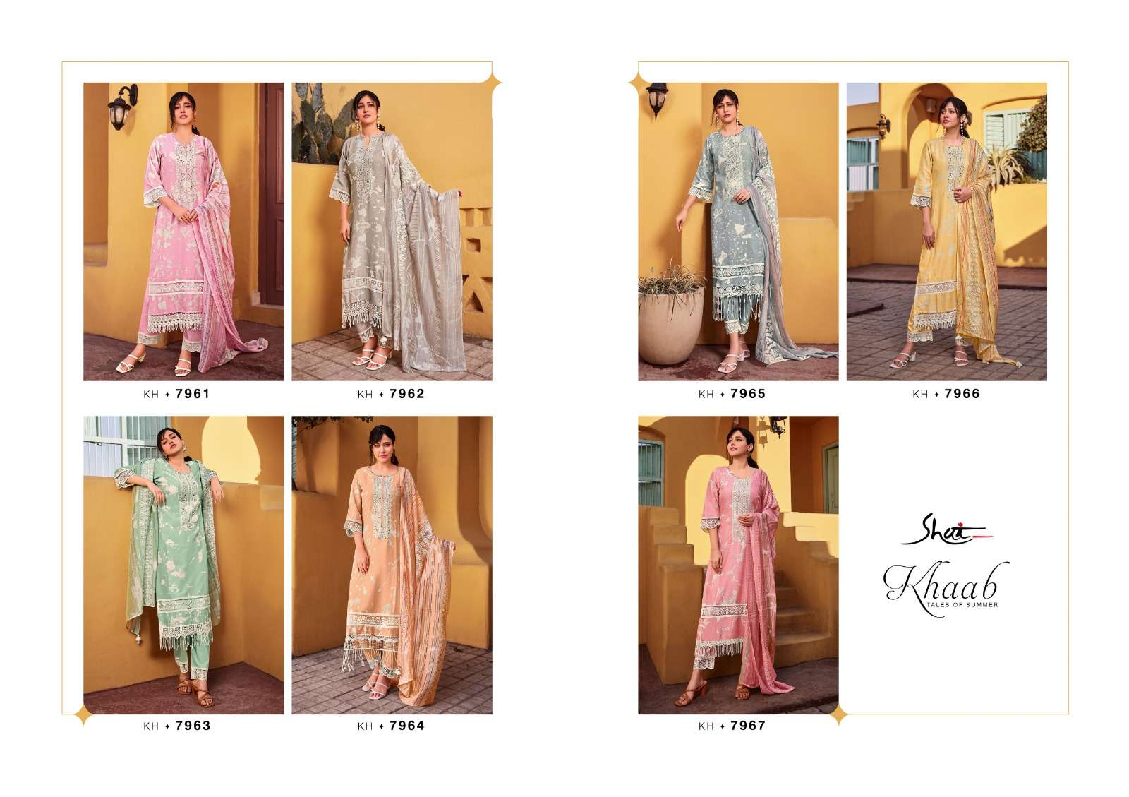 Khaab By Shai 7961 To 7967 Series Beautiful Suits Colorful Stylish Fancy Casual Wear & Ethnic Wear Pure Silk Digital Print Dresses At Wholesale Price