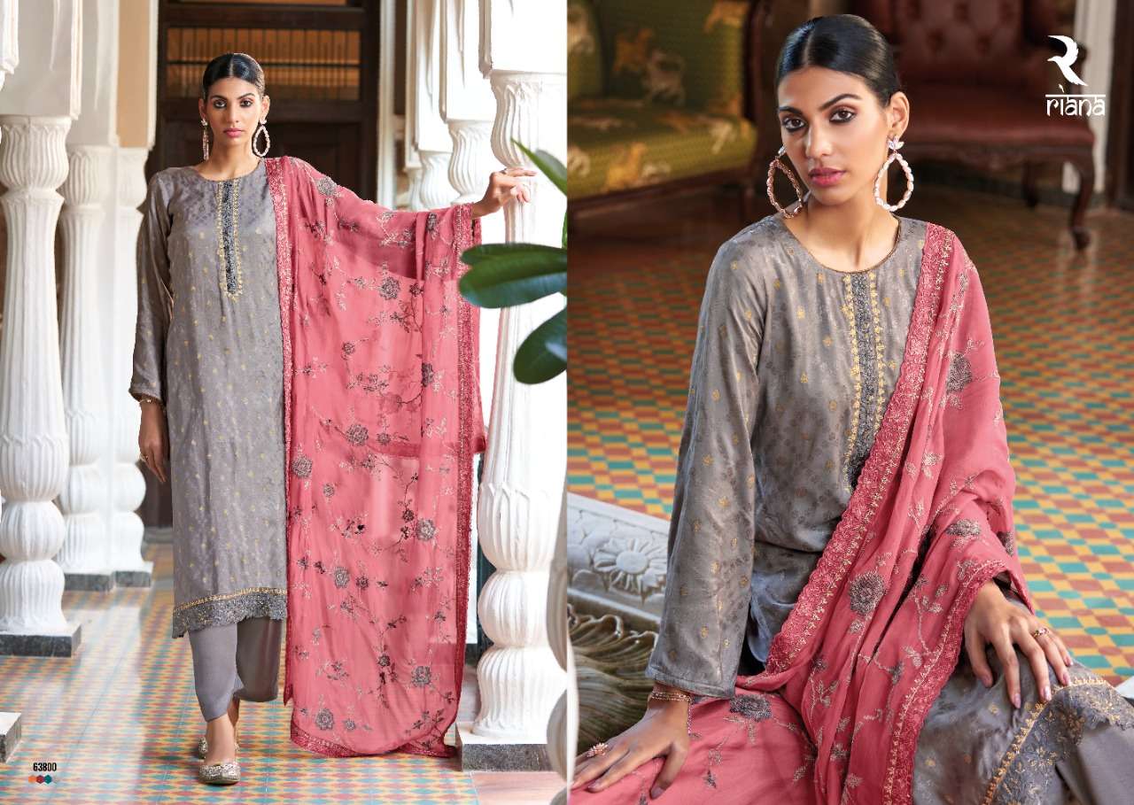 Sanaaya By Riana 63800 To 63805 Series Beautiful Suits Stylish Fancy Colorful Party Wear & Occasional Wear Pure Jacquard Print Dresses At Wholesale Price