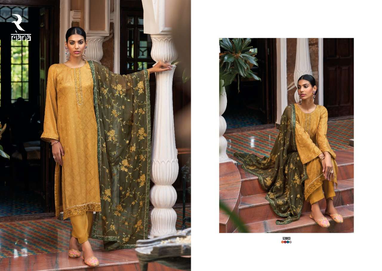 Sanaaya By Riana 63800 To 63805 Series Beautiful Suits Stylish Fancy Colorful Party Wear & Occasional Wear Pure Jacquard Print Dresses At Wholesale Price