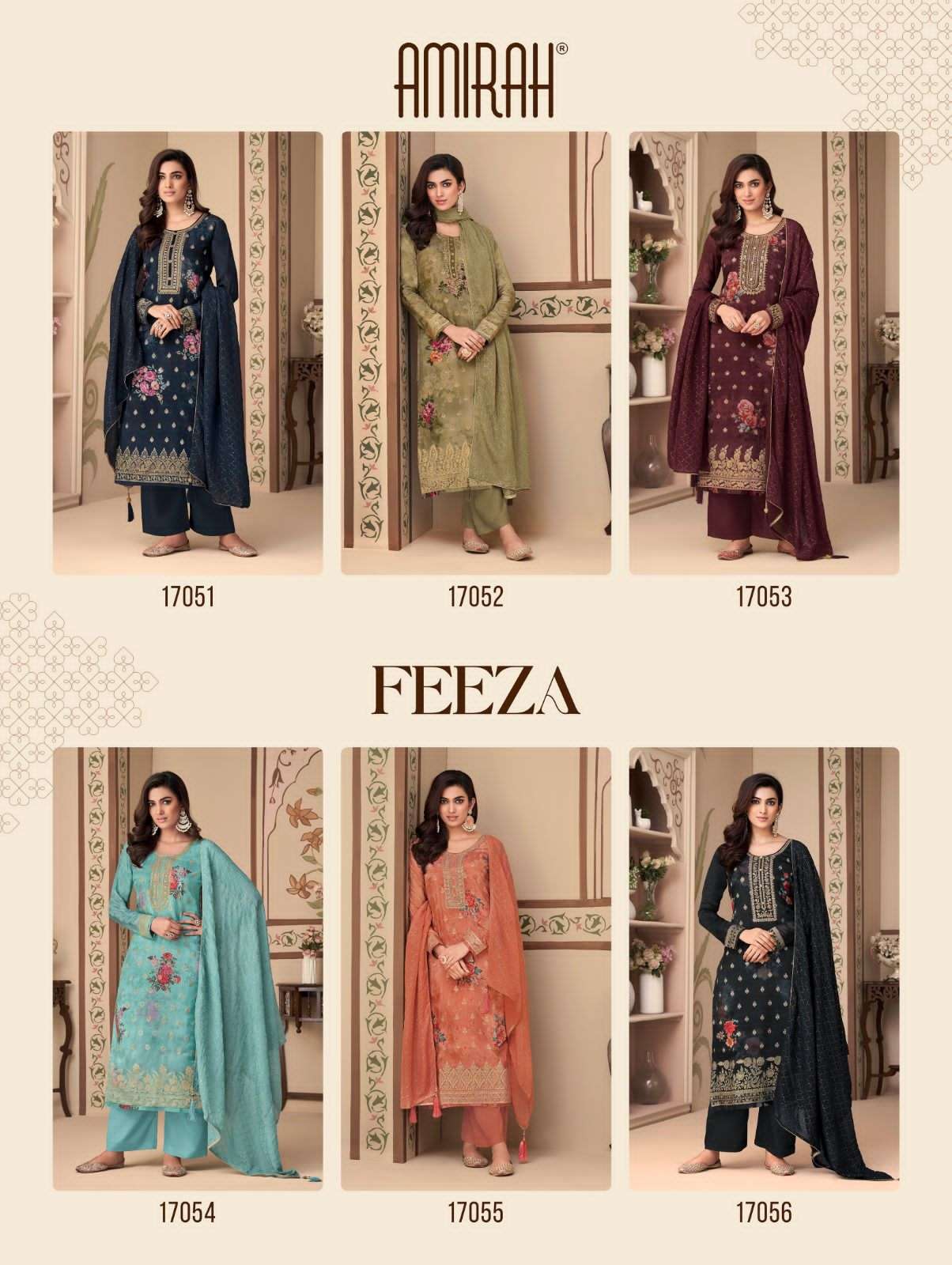 Feeza By Amirah 17051 To 17056 Series Beautiful Suits Colorful Stylish Fancy Casual Wear & Ethnic Wear Pure Silk Jacquard Dresses At Wholesale Price