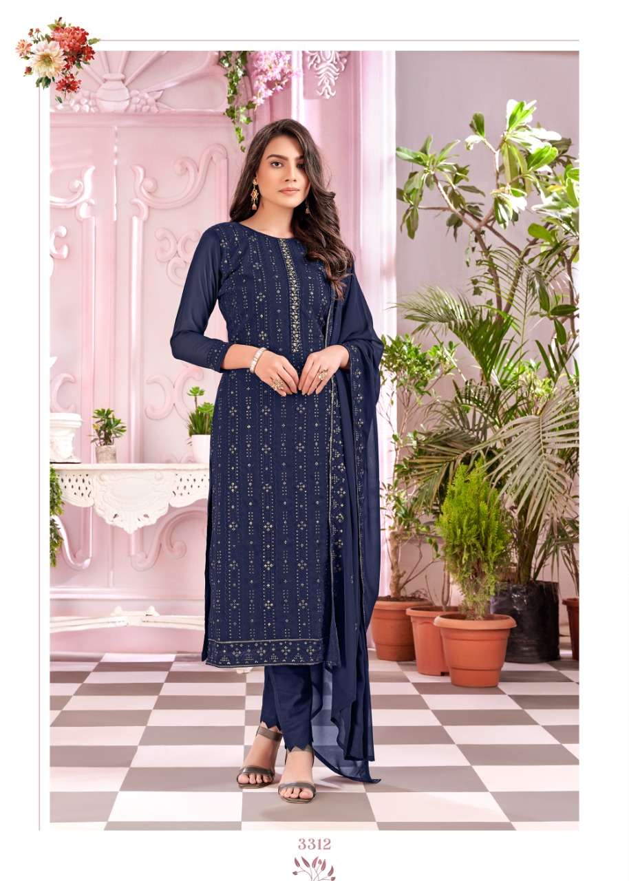Fanna By Bela Fashion 3312 To 3317 Series Beautiful Suits Colorful Stylish Fancy Casual Wear & Ethnic Wear Faux Georgette Embroidered Dresses At Wholesale Price