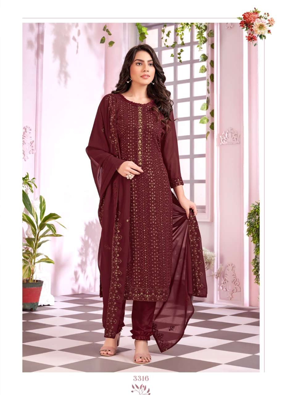 Fanna By Bela Fashion 3312 To 3317 Series Beautiful Suits Colorful Stylish Fancy Casual Wear & Ethnic Wear Faux Georgette Embroidered Dresses At Wholesale Price