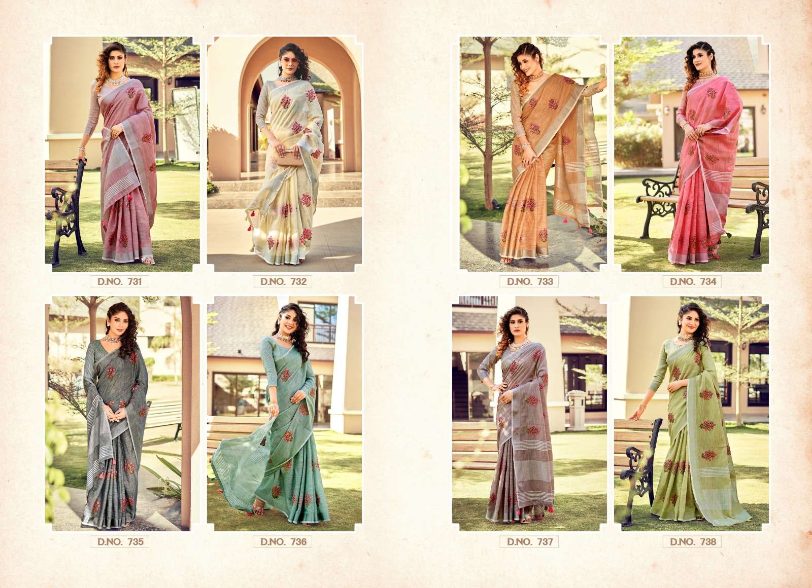 Kavya Vol-4 By Stylewell 731 To 738 Series Indian Traditional Wear Collection Beautiful Stylish Fancy Colorful Party Wear & Occasional Wear Linen Sarees At Wholesale Price