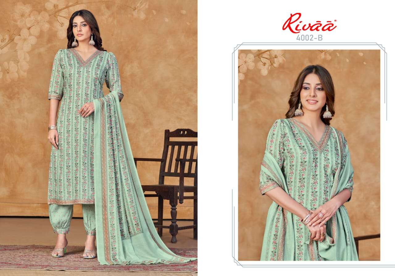 Nivedita By Rivaa 4001-A To 4004-B Series Suits Beautiful Fancy Colorful Stylish Party Wear & Occasional Wear Jam Satin Digital Print Dresses At Wholesale Price