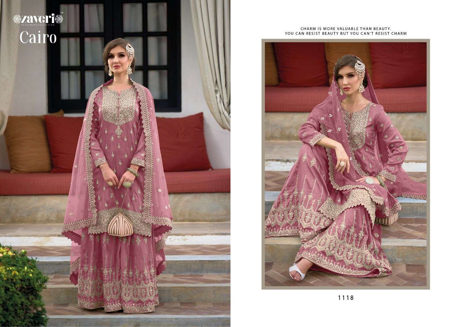 Cairo By Zaveri 1117 To 1120 Series Beautiful Colorful Stylish Fancy Casual Wear & Ethnic Wear & Ready To Wear Heavy Silk Embroidered Dresses At Wholesale Price