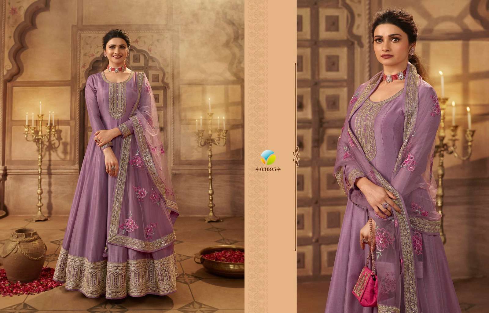 Kaseesh Noormahal By Vinay Fashion 63691 To 63698 Series Beautiful Colorful Stylish Fancy Casual Wear & Ethnic Wear & Ready To Wear Dola Silk Embroidered Dresses At Wholesale Price