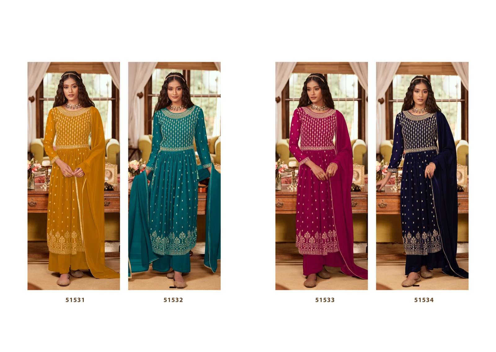 Hiva Vol-5 By Ajraa 51231 To 51234 Series Beautiful Colorful Stylish Fancy Casual Wear & Ethnic Wear & Ready To Wear Georgette Embroidered Dresses At Wholesale Price