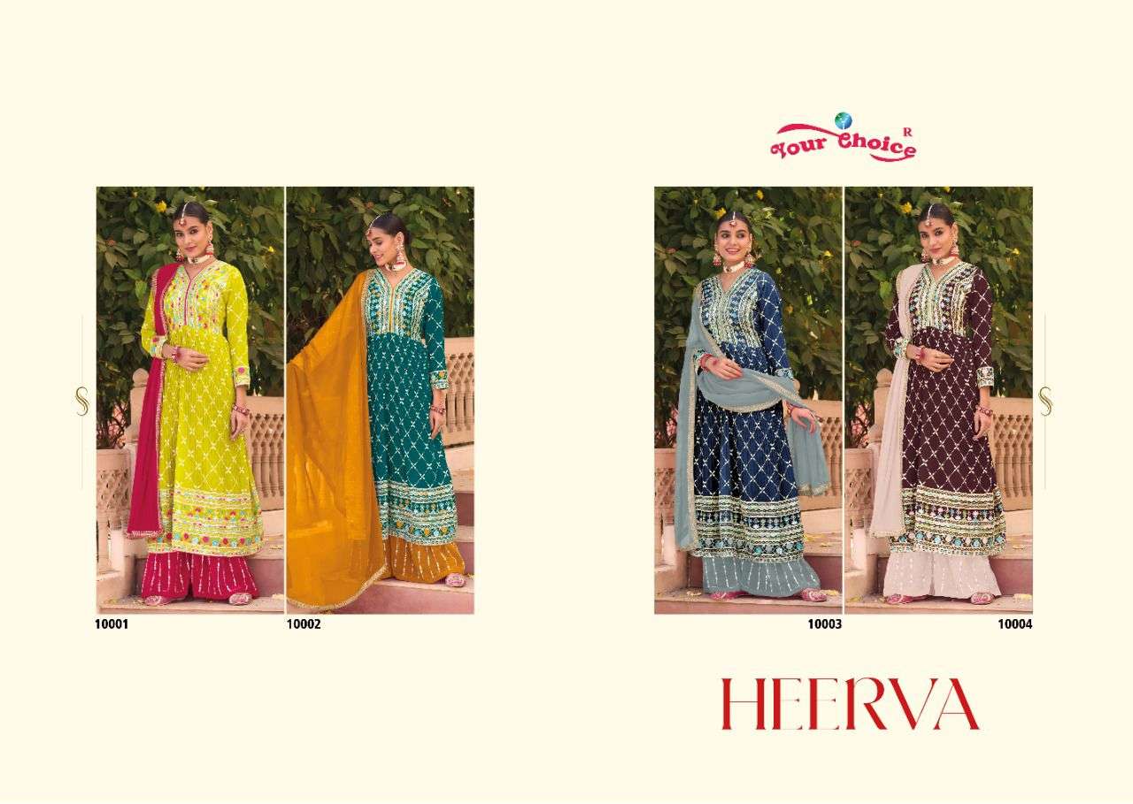 Heerva By Your Choice 10001 To 10004 Series Beautiful Sharara Suits Stylish Fancy Colorful Party Wear & Occasional Wear Georgette Embroidered Dresses At Wholesale Price
