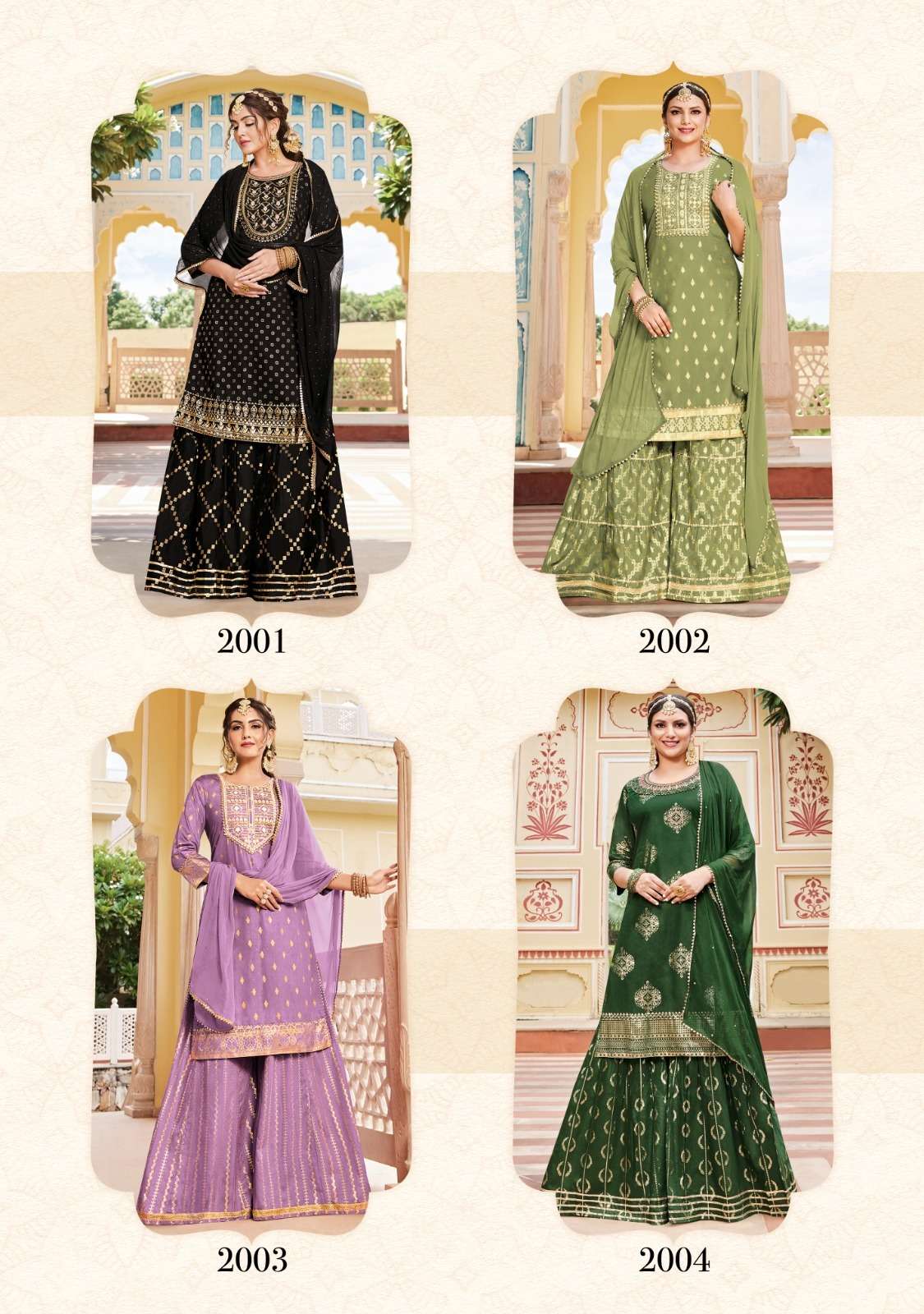 Maan Vol-2 By Kajal Style 2001 To 2008 Series Designer Sharara Suits Beautiful Stylish Fancy Colorful Party Wear & Occasional Wear Chanderi Embroidered Dresses At Wholesale Price