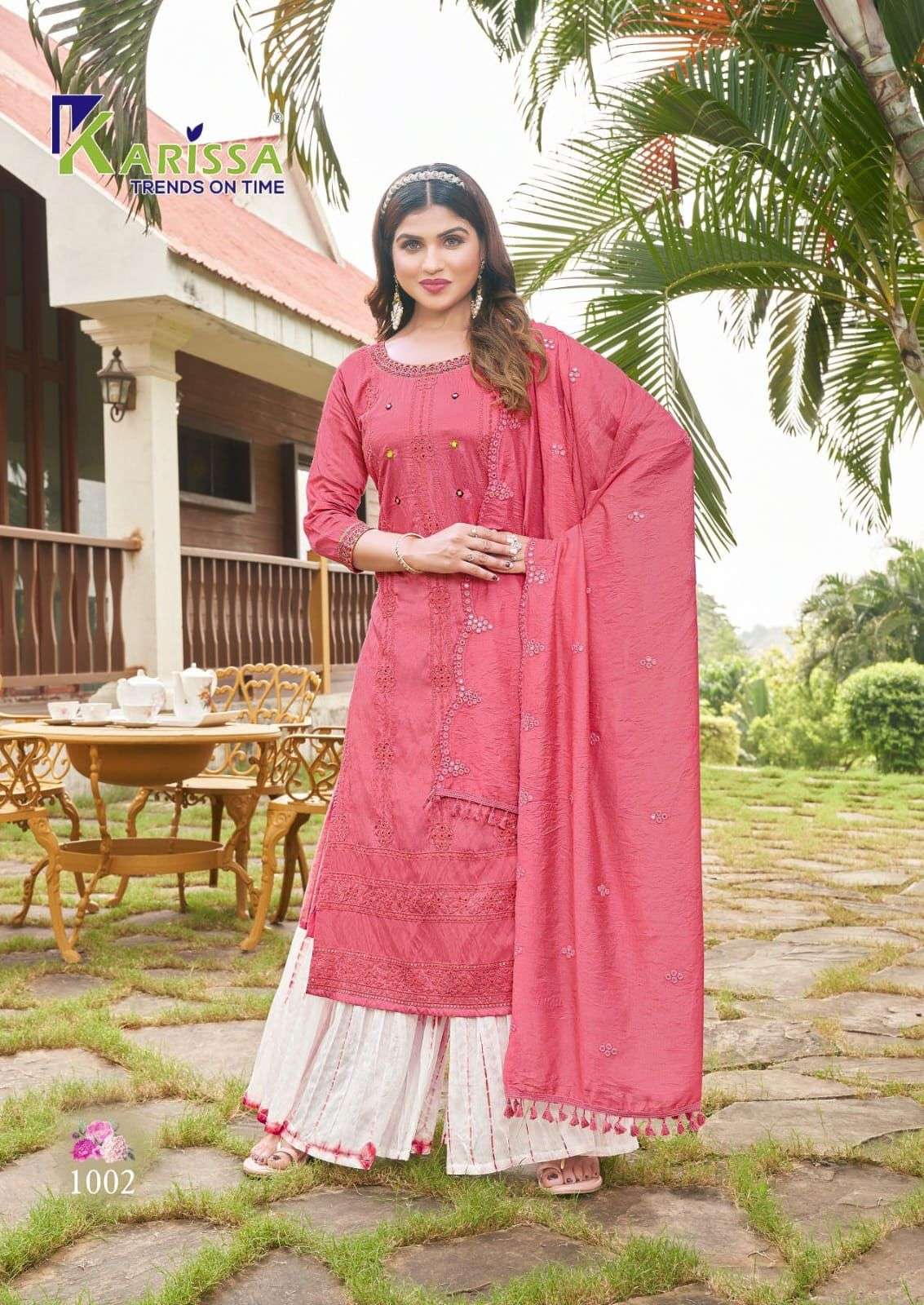 Shagun By Karissa 1001 To 1006 Series Sharara Suits Beautiful Fancy Colorful Stylish Party Wear & Occasional Wear Premium Visocse Silk Dresses At Wholesale Price