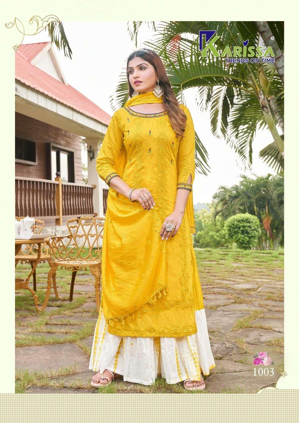 Shagun By Karissa 1001 To 1006 Series Sharara Suits Beautiful Fancy Colorful Stylish Party Wear & Occasional Wear Premium Visocse Silk Dresses At Wholesale Price