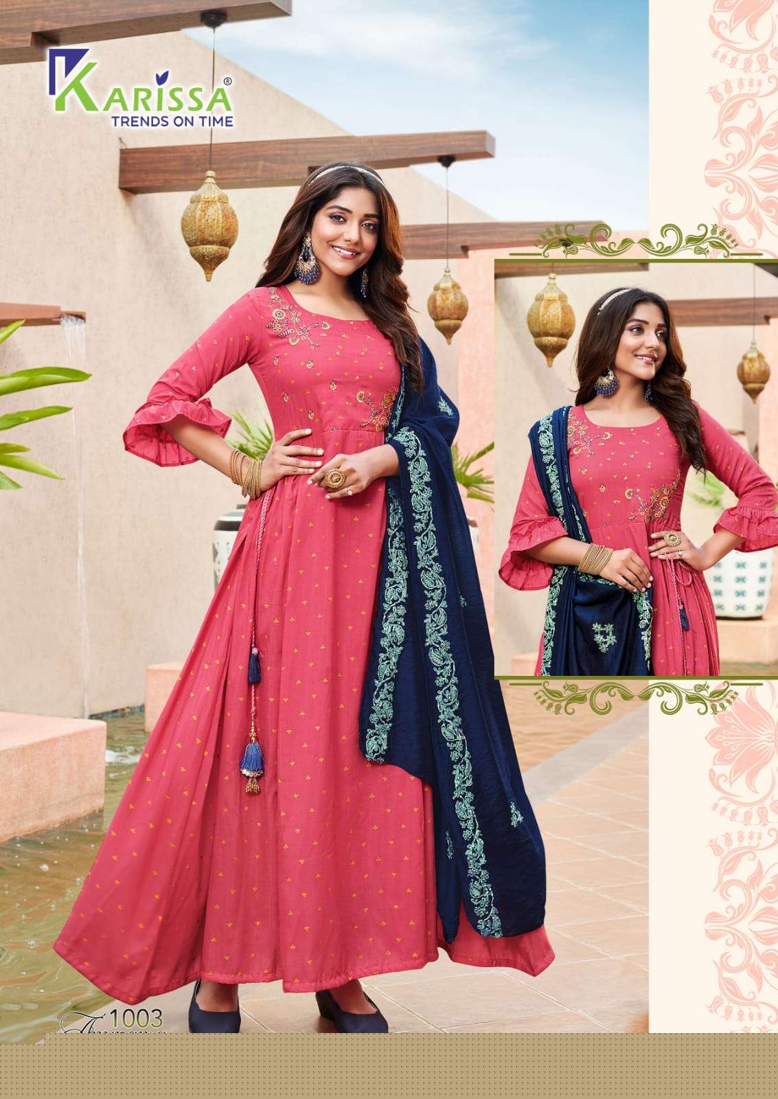 Anupama By Karissa 1001 To 1006 Series Beautiful Stylish Fancy Colorful Casual Wear & Ethnic Wear Muslin Silk Gowns With Dupatta At Wholesale Price