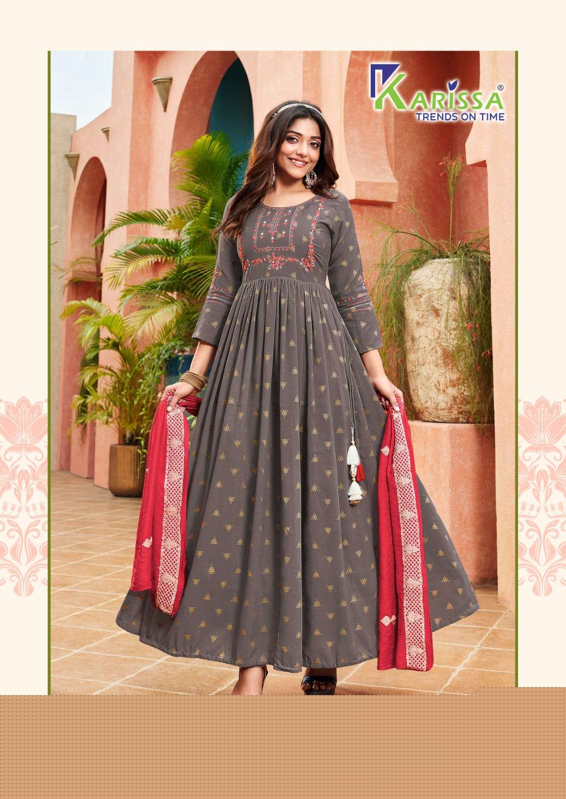 Anupama By Karissa 1001 To 1006 Series Beautiful Stylish Fancy Colorful Casual Wear & Ethnic Wear Muslin Silk Gowns With Dupatta At Wholesale Price