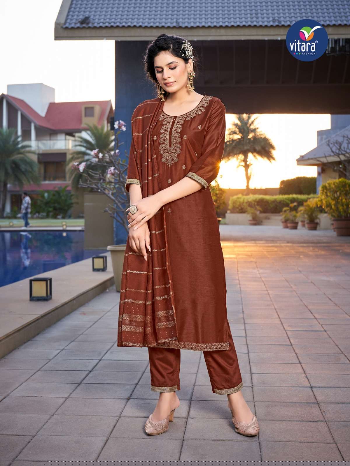 Kiara By Vitara 1001 To 1004 Series Beautiful Festive Suits Colorful Stylish Fancy Casual Wear & Ethnic Wear Silk Embroidered Dresses At Wholesale Price