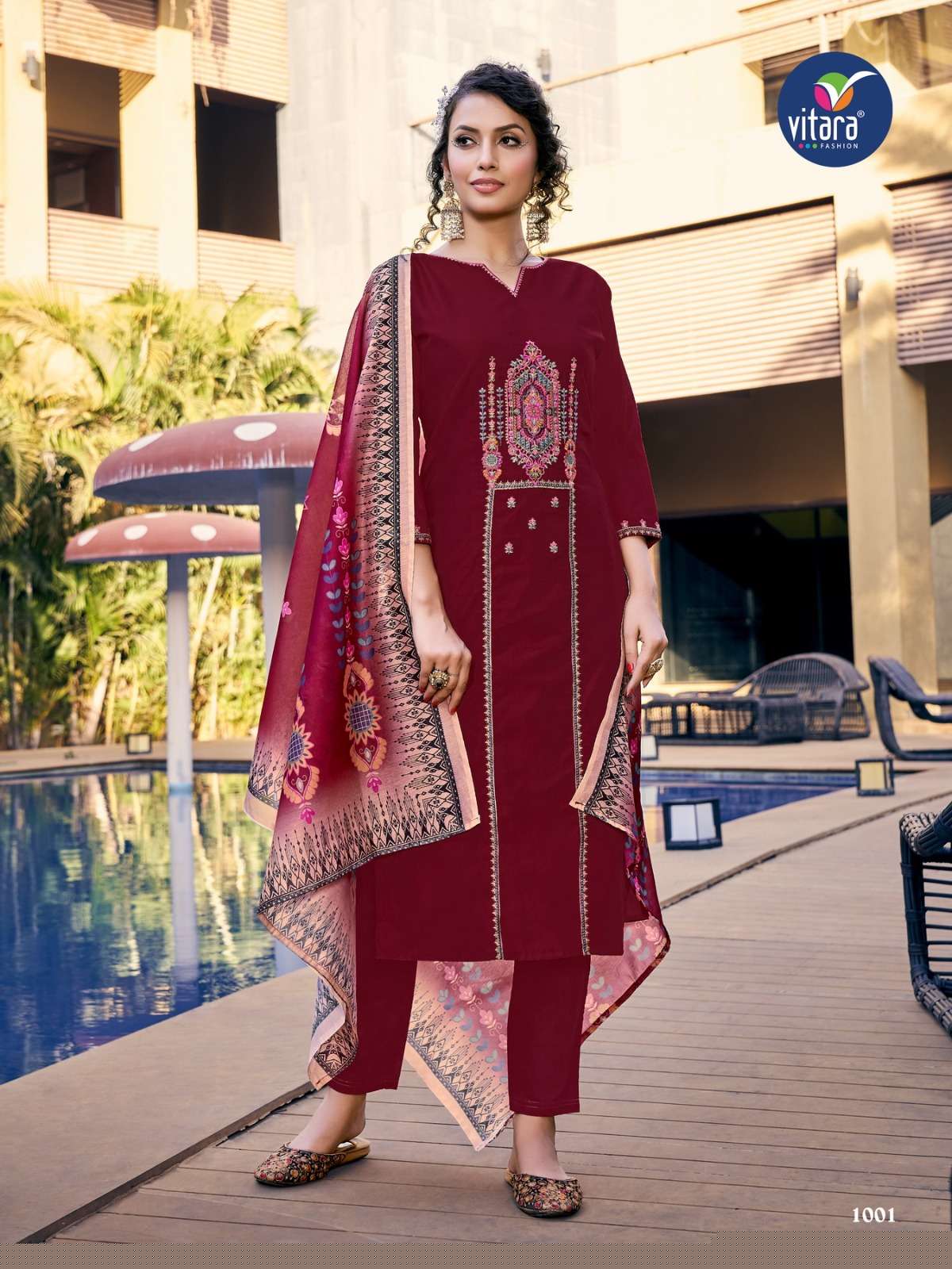 Royal Ford By Vitara 1001 To 1004 Series Designer Stylish Fancy Colorful Beautiful Party Wear & Ethnic Wear Collection Viscose Embroidery Dresses At Wholesale Price