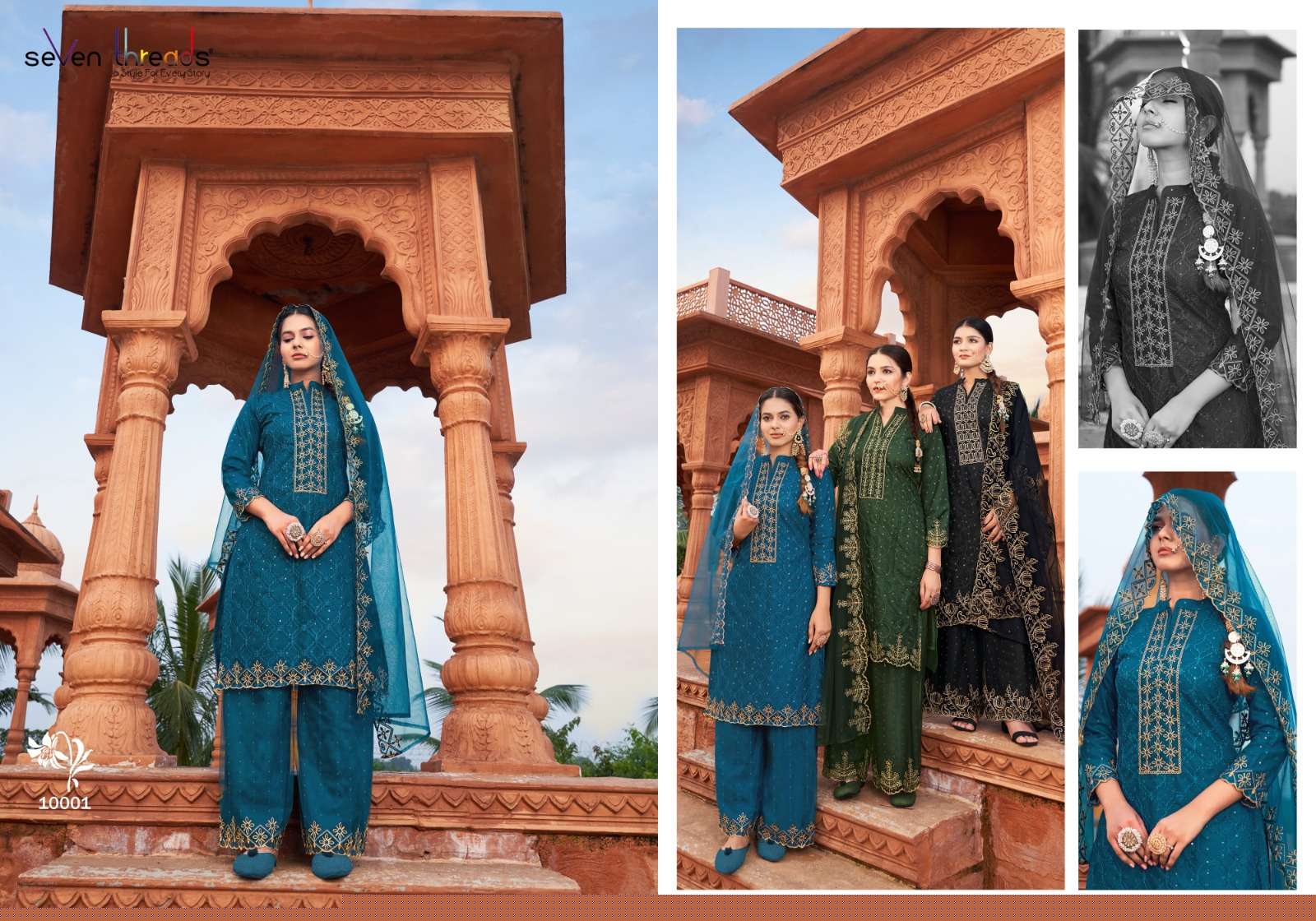 Aashiyana By Seven Theads 10001 To 10007 Series Designer Festive Suits Collection Beautiful Stylish Fancy Colorful Party Wear & Occasional Wear Pure Net Dresses At Wholesale Price