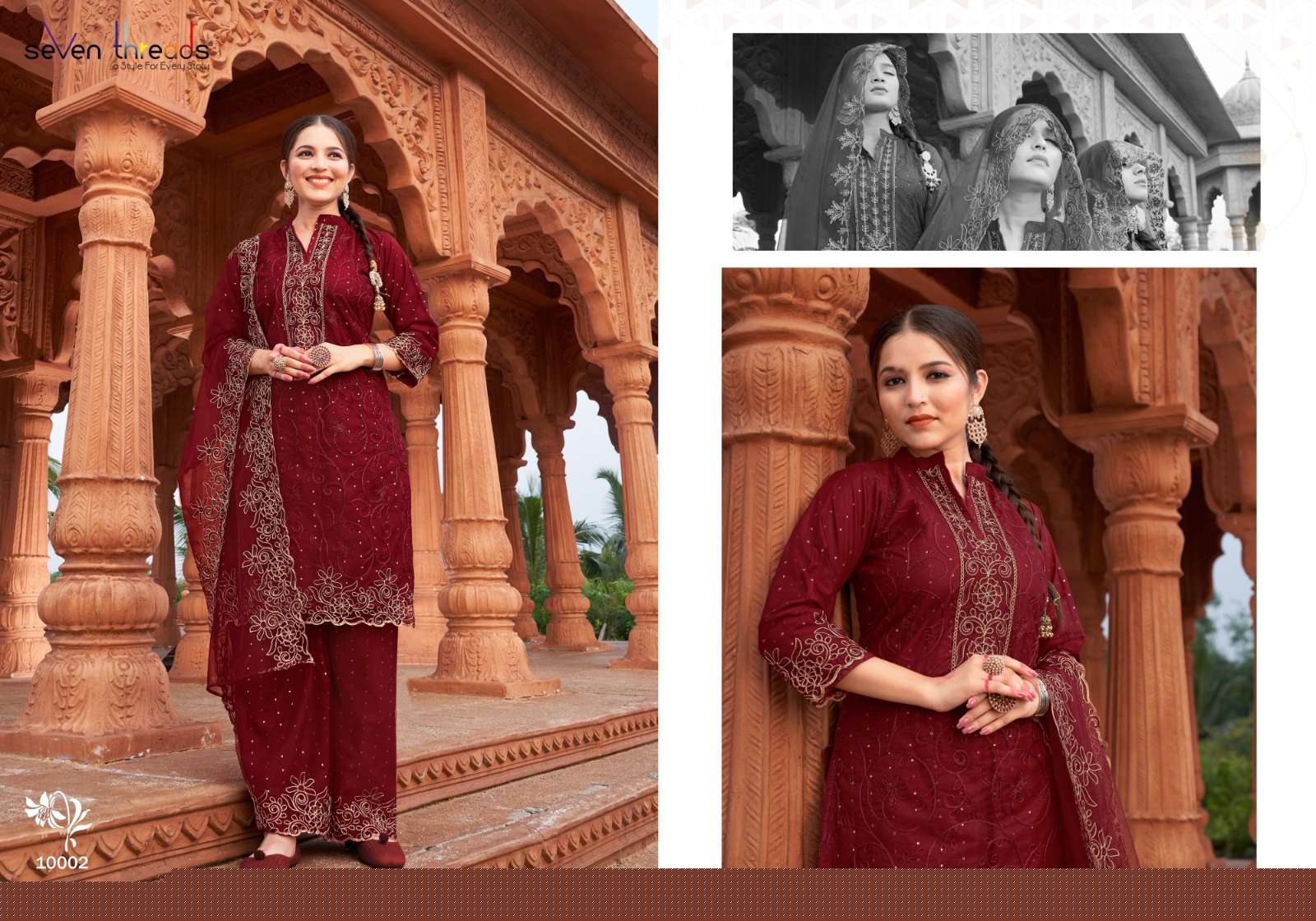 Aashiyana By Seven Theads 10001 To 10007 Series Designer Festive Suits Collection Beautiful Stylish Fancy Colorful Party Wear & Occasional Wear Pure Net Dresses At Wholesale Price