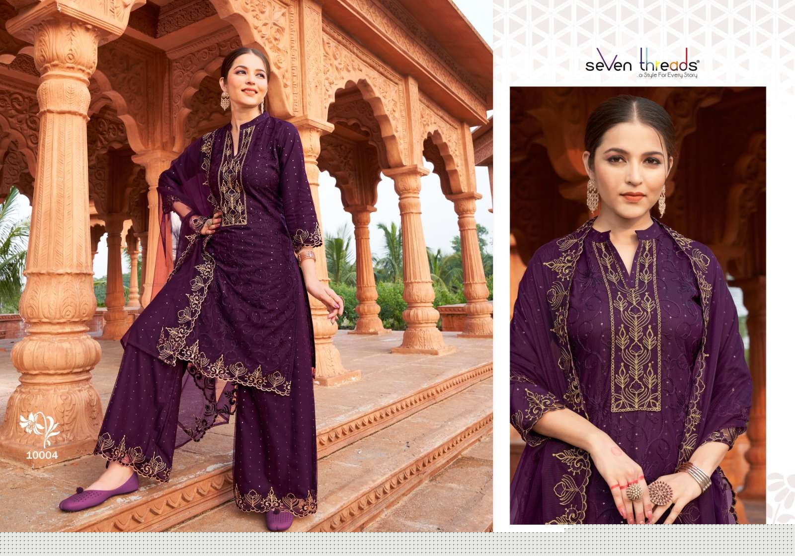 Aashiyana By Seven Theads 10001 To 10007 Series Designer Festive Suits Collection Beautiful Stylish Fancy Colorful Party Wear & Occasional Wear Pure Net Dresses At Wholesale Price