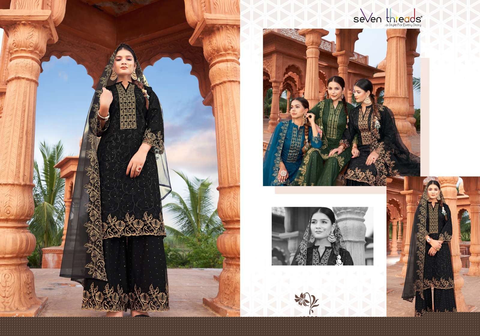 Aashiyana By Seven Theads 10001 To 10007 Series Designer Festive Suits Collection Beautiful Stylish Fancy Colorful Party Wear & Occasional Wear Pure Net Dresses At Wholesale Price