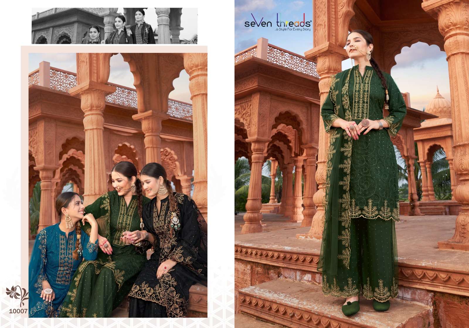 Aashiyana By Seven Theads 10001 To 10007 Series Designer Festive Suits Collection Beautiful Stylish Fancy Colorful Party Wear & Occasional Wear Pure Net Dresses At Wholesale Price
