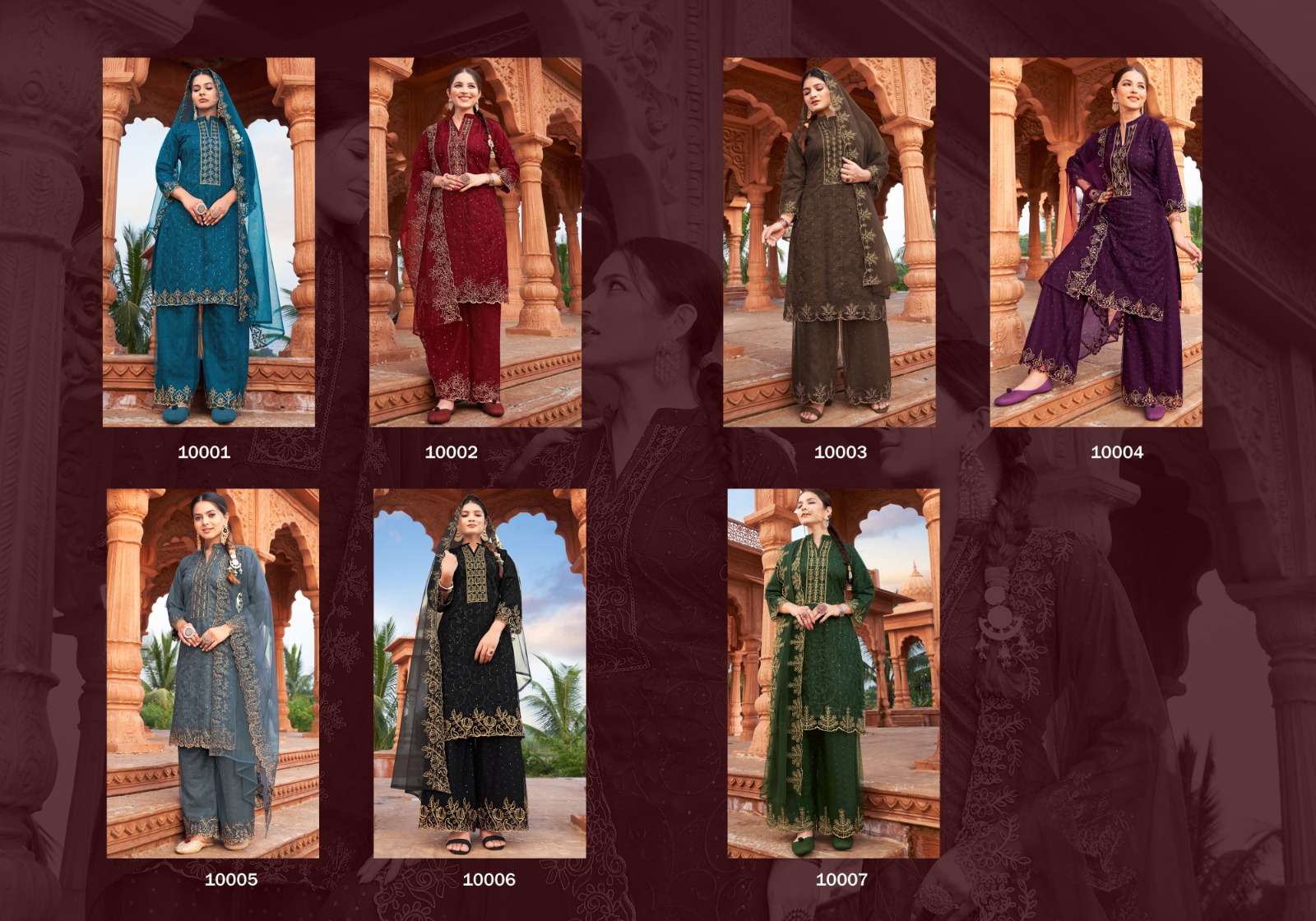 Aashiyana By Seven Theads 10001 To 10007 Series Designer Festive Suits Collection Beautiful Stylish Fancy Colorful Party Wear & Occasional Wear Pure Net Dresses At Wholesale Price