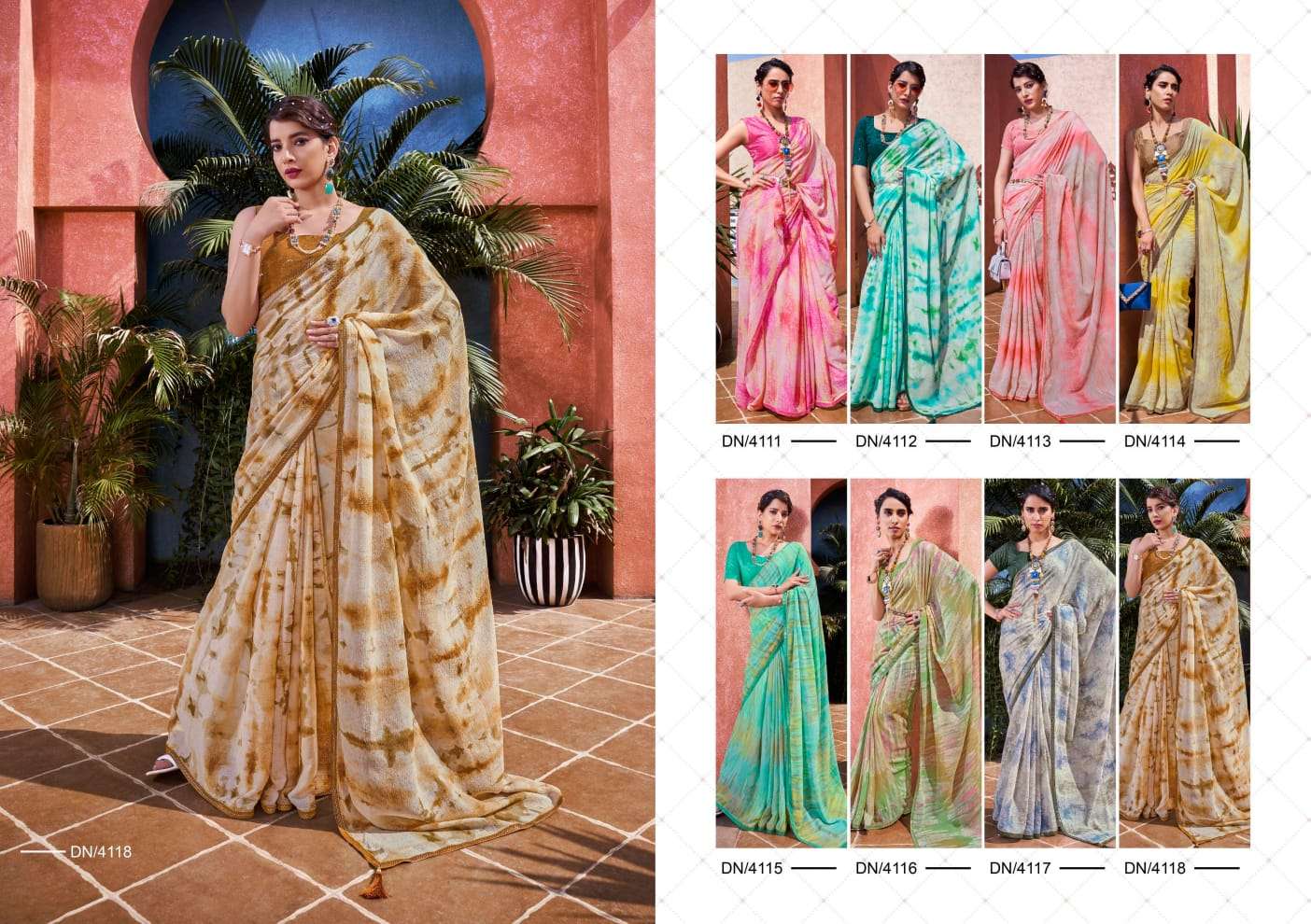Marie Gold By 5D Designer 4111 To 4118 Series Indian Traditional Wear Collection Beautiful Stylish Fancy Colorful Party Wear & Occasional Wear Fancy Sarees At Wholesale Price
