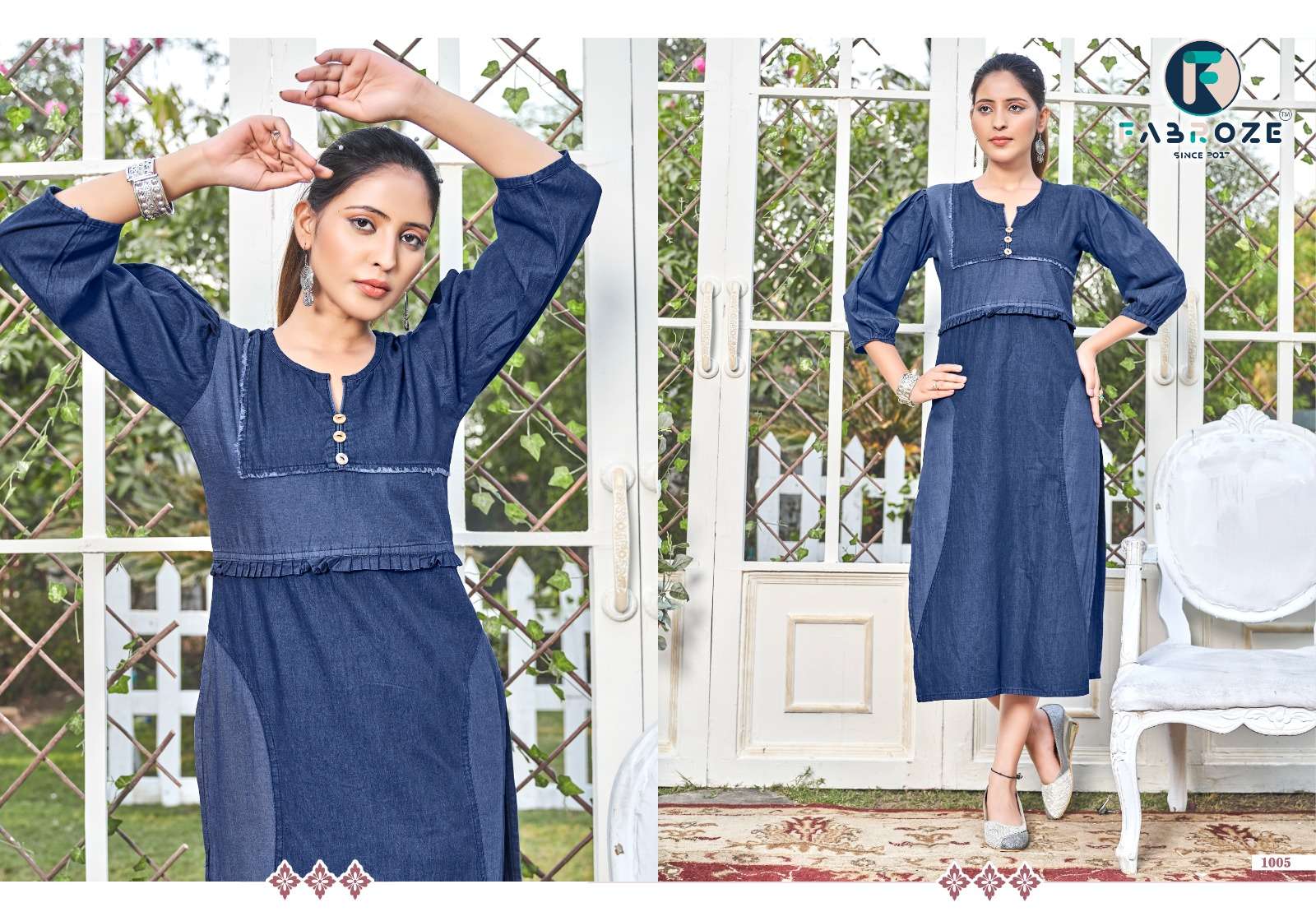 Lakshya Vol-1 By Fabroze 1001 To 1007 Series Beautiful Stylish Fancy Colorful Casual Wear & Ethnic Wear Cotton Denim Kurtis At Wholesale Price