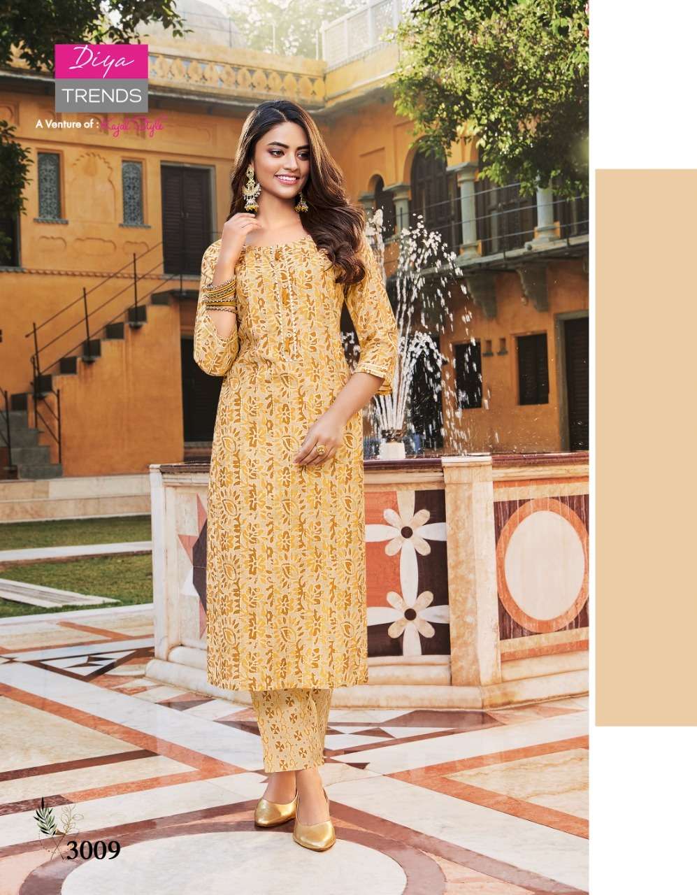Goldy Vol-3 By Diya Trends 1001 To 1010 Series Beautiful Stylish Fancy Colorful Casual Wear & Ethnic Wear Chanderi Foil Kurtis With Bottom At Wholesale Price