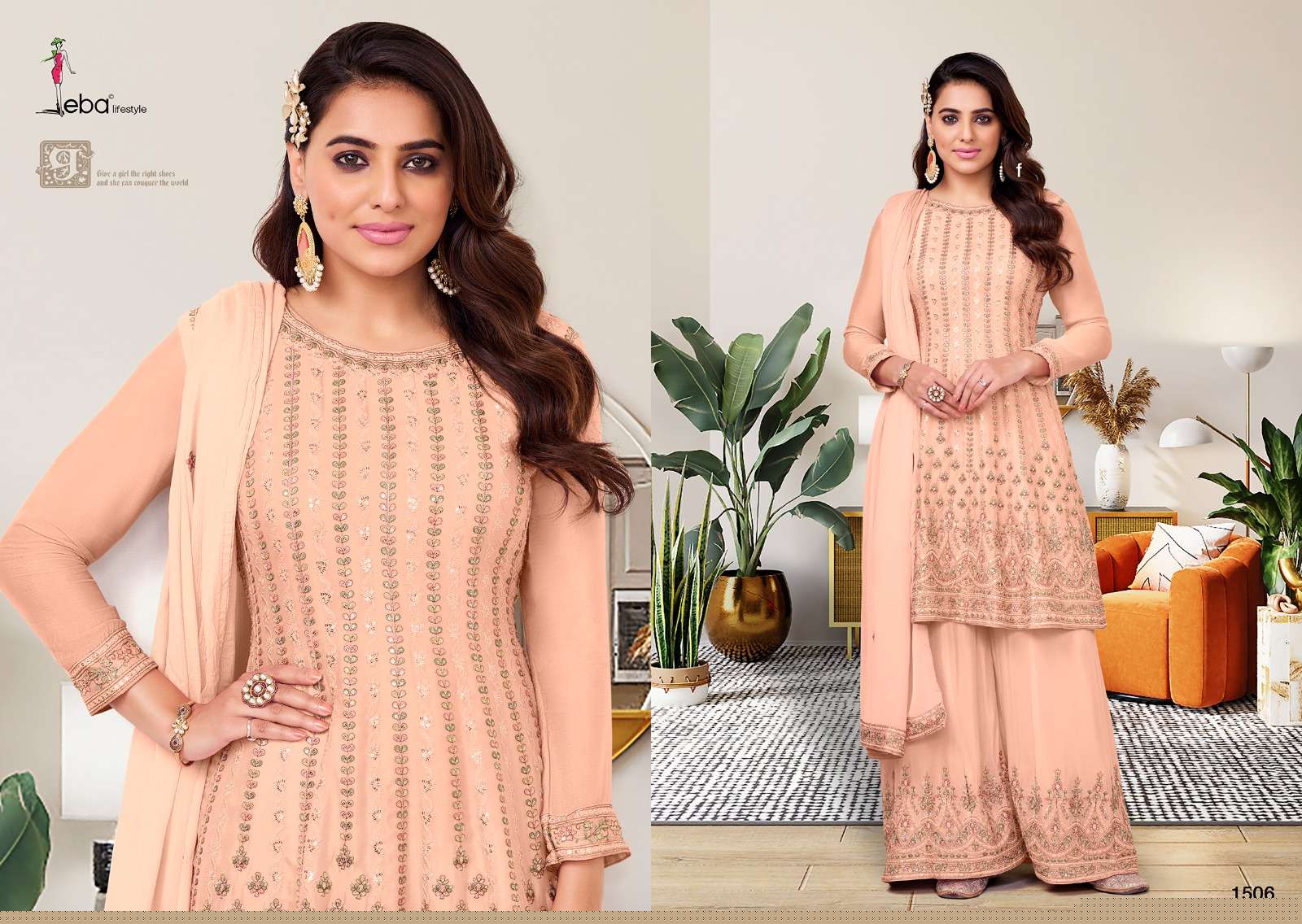 Aleena By Eba Lifestyle 1503 To 1506 Series Designer Sharara Suits Stylish Fancy Colorful Beautiful Party Wear & Ethnic Wear Collection Heavy Chinnon Embroidery Dresses At Wholesale Price