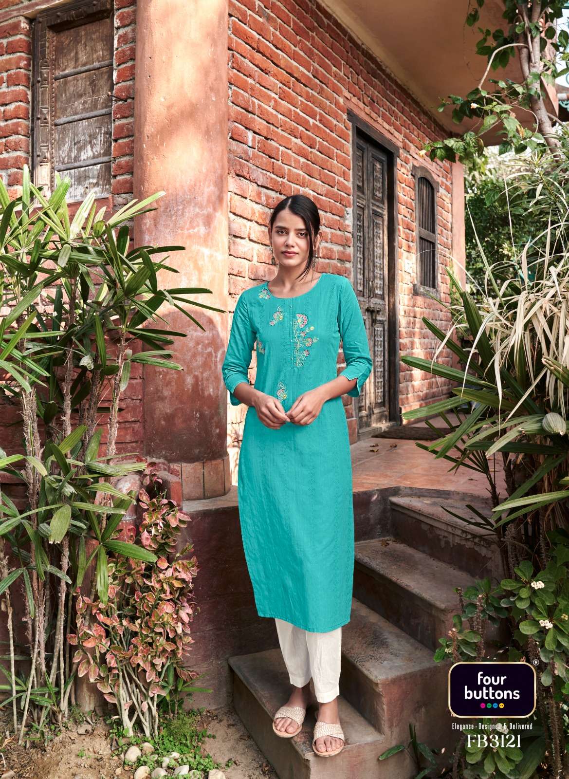 Tarz By Four Buttons 3121 To 3126 Series Designer Stylish Fancy Colorful Beautiful Party Wear & Ethnic Wear Collection Pure Cotton Kurtis At Wholesale Price