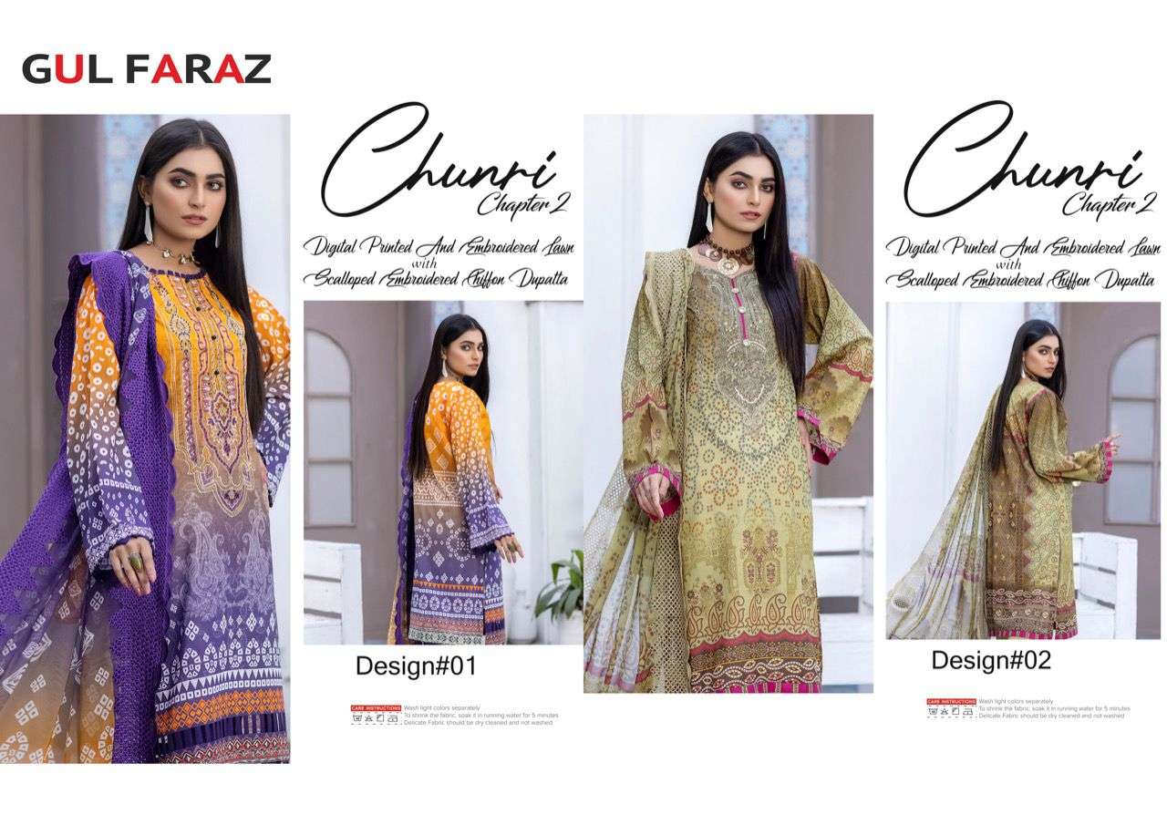 Chunari Vol-2 By Gul Faraz 01 To 08 Series Pakistani Suits Beautiful Fancy Colorful Stylish Party Wear & Occasional Wear Pure Jaam Print With Work Dresses At Wholesale Price