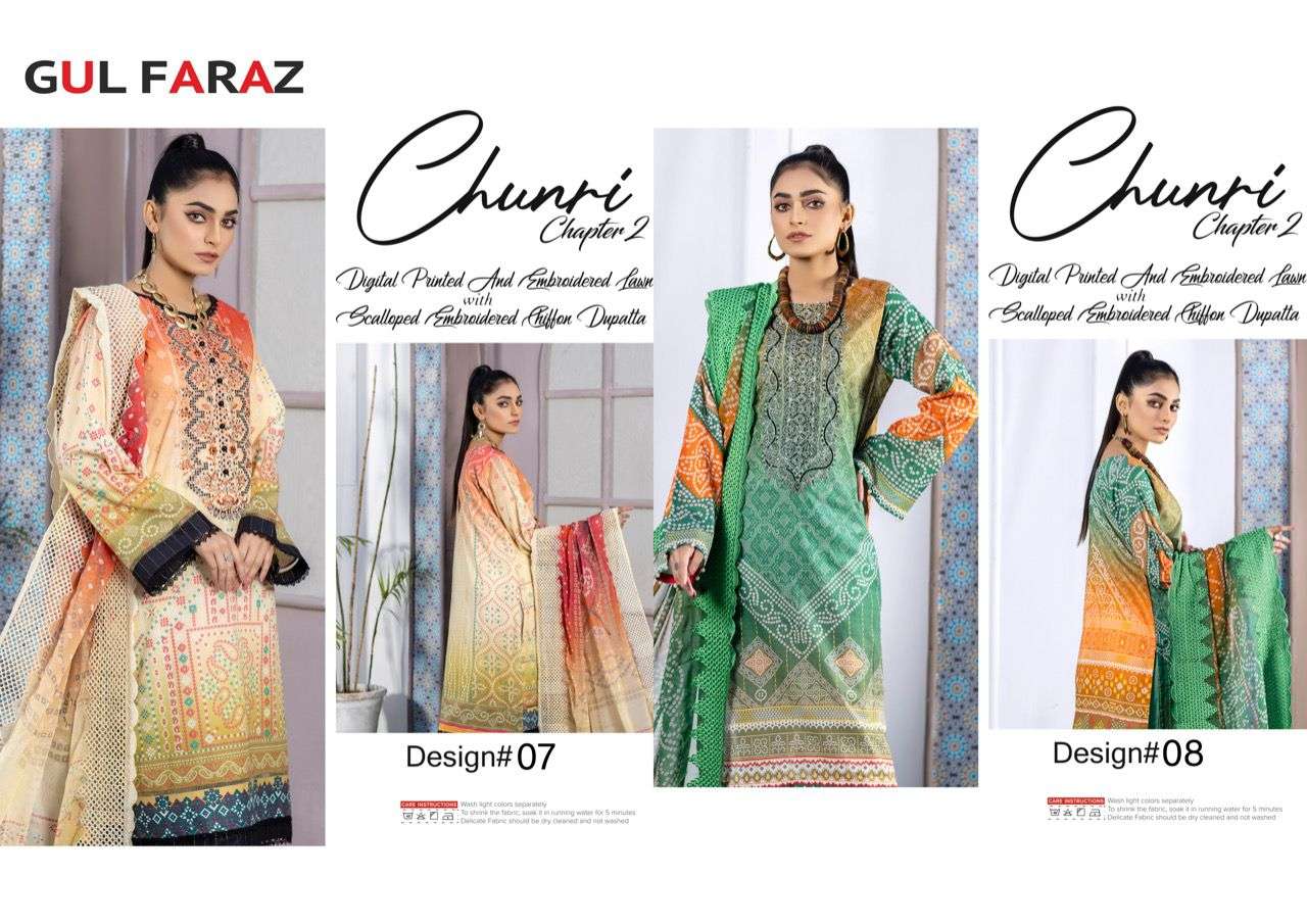 Chunari Vol-2 By Gul Faraz 01 To 08 Series Pakistani Suits Beautiful Fancy Colorful Stylish Party Wear & Occasional Wear Pure Jaam Print With Work Dresses At Wholesale Price