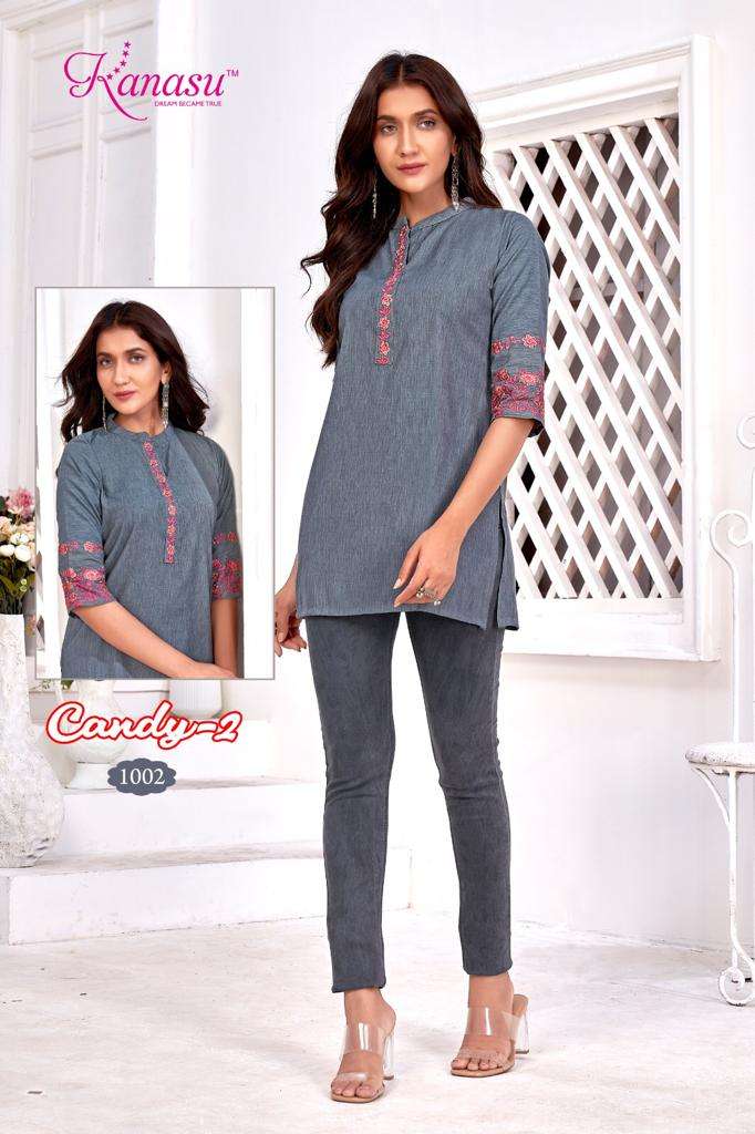 Candy Vol-2 By Kanasu 1001 To 1008 Series Beautiful Stylish Fancy Colorful Casual Wear & Ethnic Wear Heavy Rayon Tops At Wholesale Price
