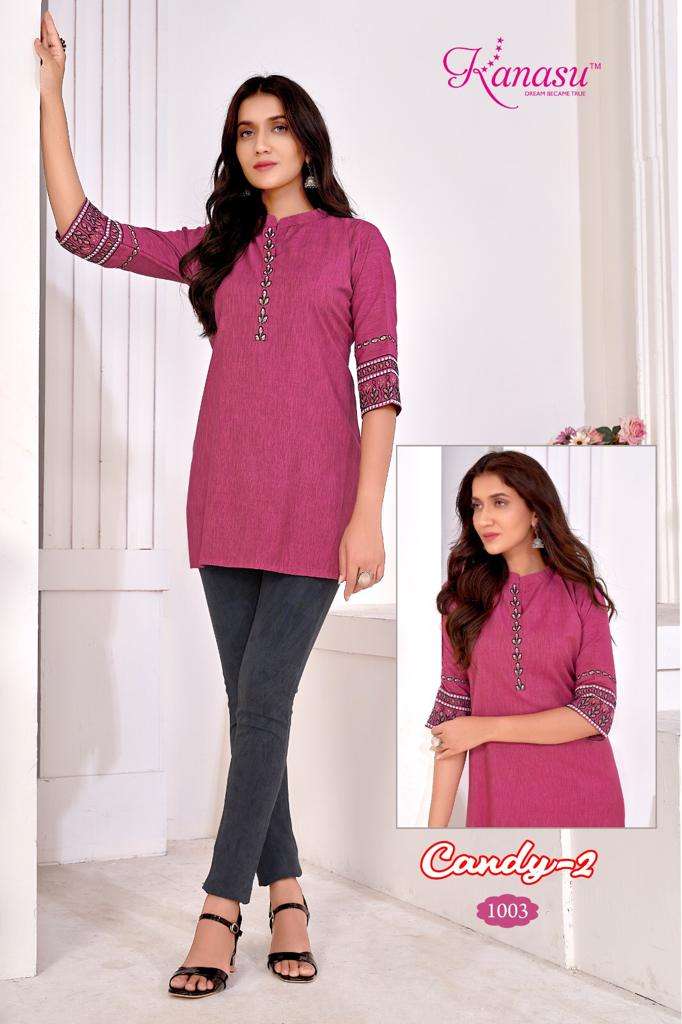 Candy Vol-2 By Kanasu 1001 To 1008 Series Beautiful Stylish Fancy Colorful Casual Wear & Ethnic Wear Heavy Rayon Tops At Wholesale Price