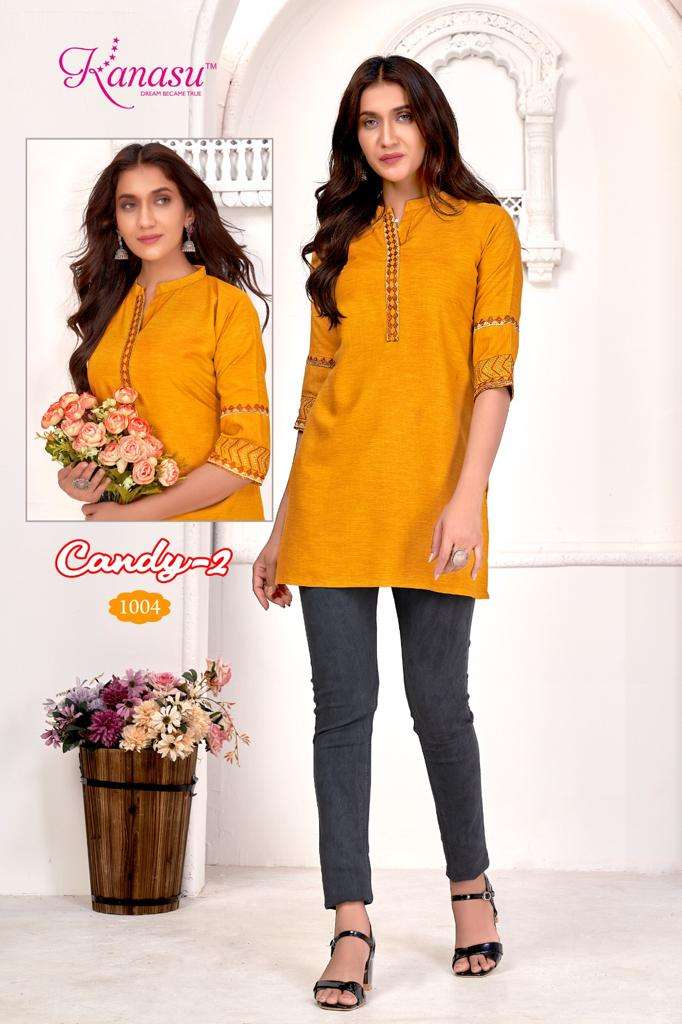 Candy Vol-2 By Kanasu 1001 To 1008 Series Beautiful Stylish Fancy Colorful Casual Wear & Ethnic Wear Heavy Rayon Tops At Wholesale Price