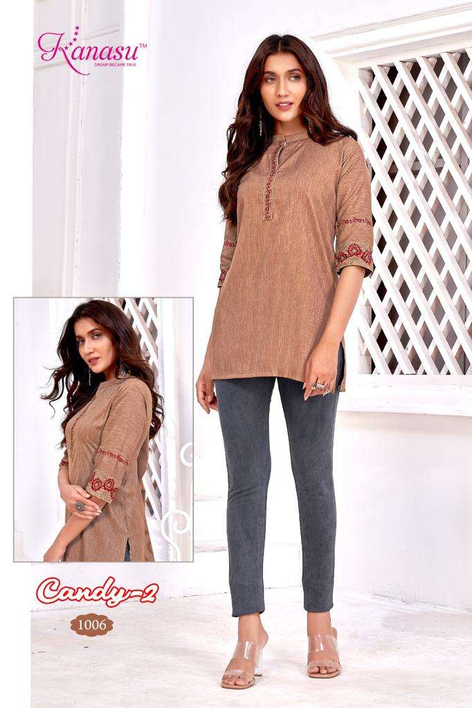 Candy Vol-2 By Kanasu 1001 To 1008 Series Beautiful Stylish Fancy Colorful Casual Wear & Ethnic Wear Heavy Rayon Tops At Wholesale Price