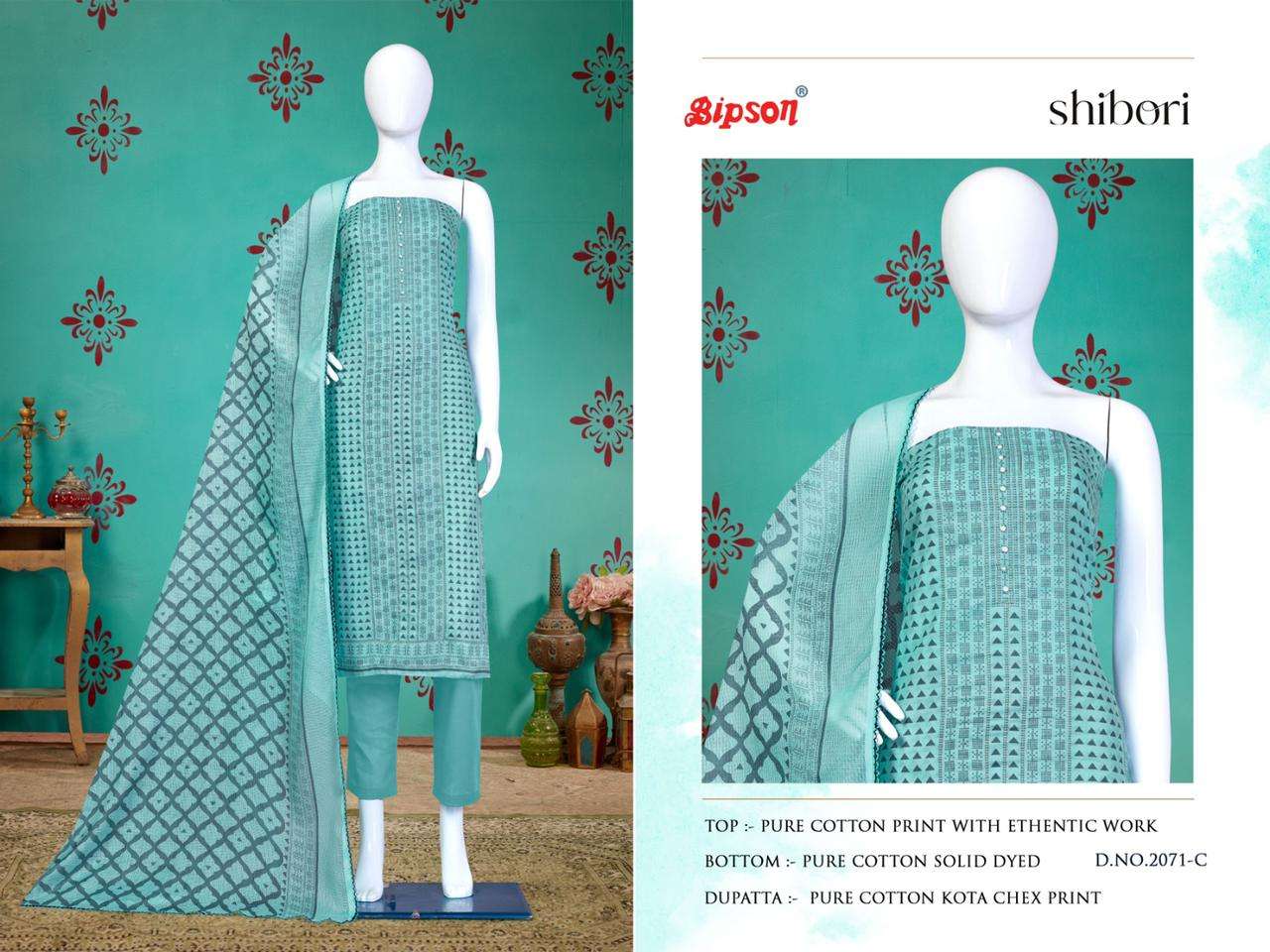 Shibori-2071 By Bipson 2071-A To 2071-D Series Beautiful Stylish Festive Suits Fancy Colorful Casual Wear & Ethnic Wear & Ready To Wear Pure Cotton Print With Embroidered Dresses At Wholesale Price