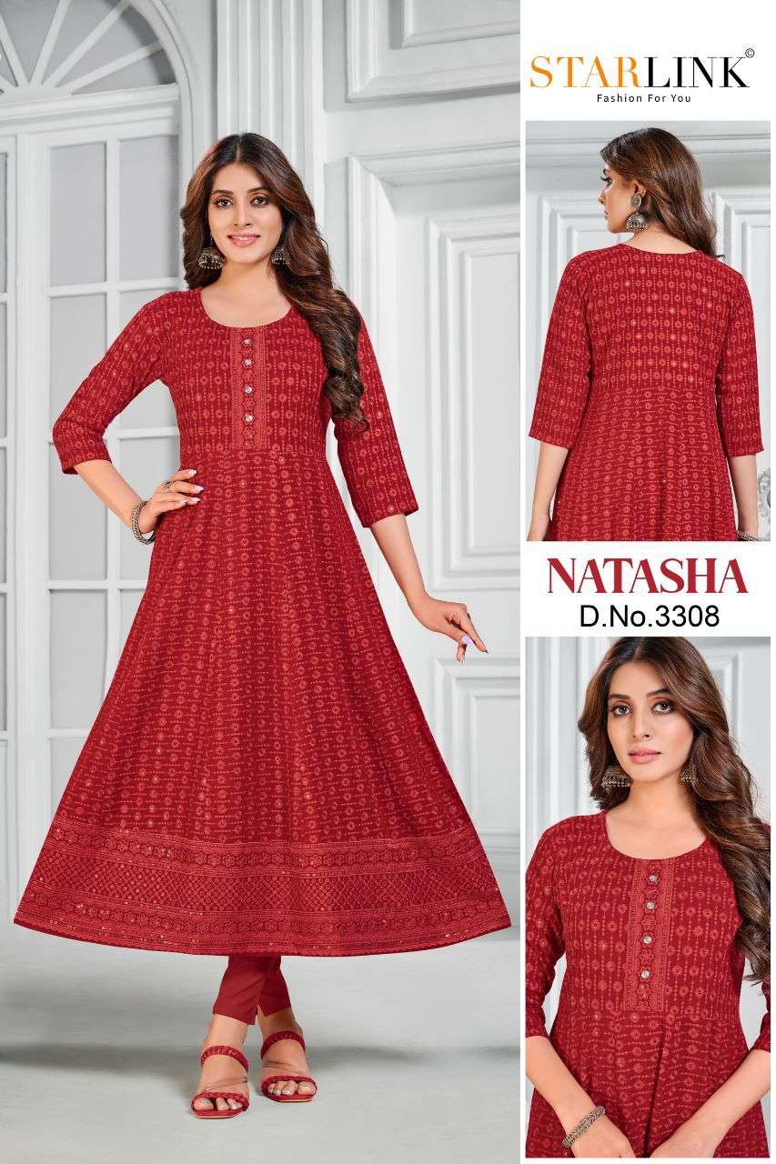 Natasha By Starlink 3301 To 3316 Series Beautiful Stylish Fancy Colorful Casual Wear & Ethnic Wear Rayon With Work Gowns At Wholesale Price