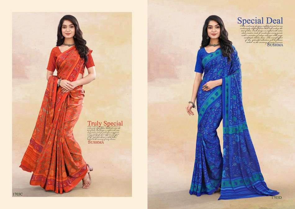 Ethnic Floral By Sushma Indian Traditional Wear Collection Beautiful Stylish Fancy Colorful Party Wear & Occasional Wear Fancy Sarees At Wholesale Price