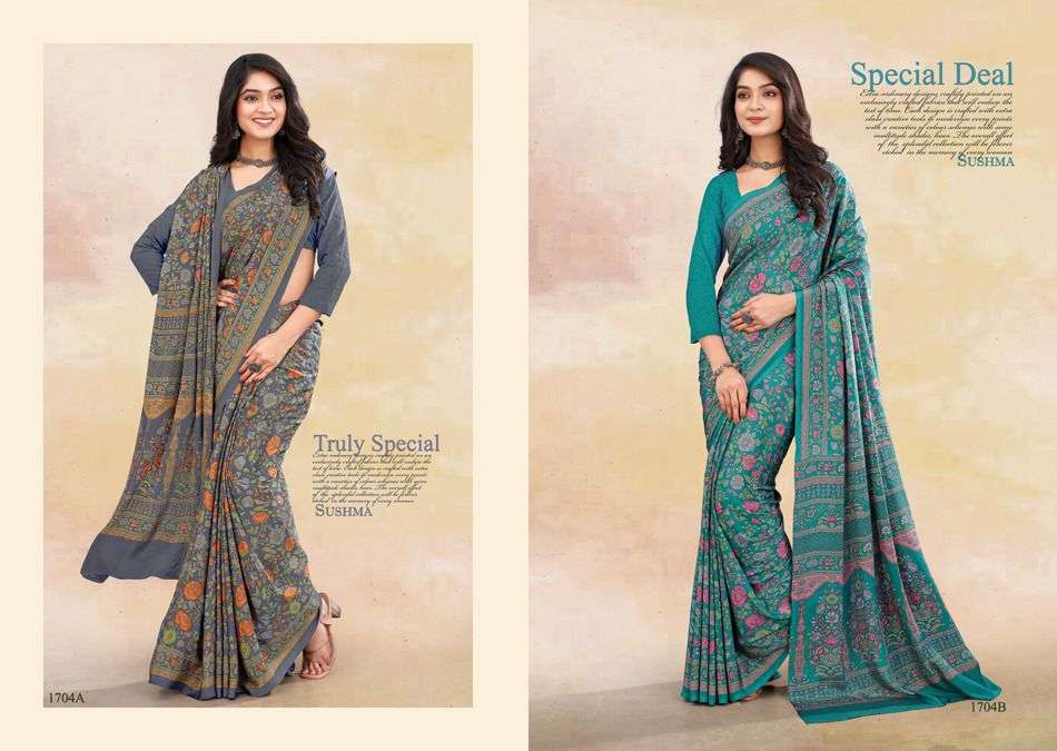 Ethnic Floral By Sushma Indian Traditional Wear Collection Beautiful Stylish Fancy Colorful Party Wear & Occasional Wear Fancy Sarees At Wholesale Price